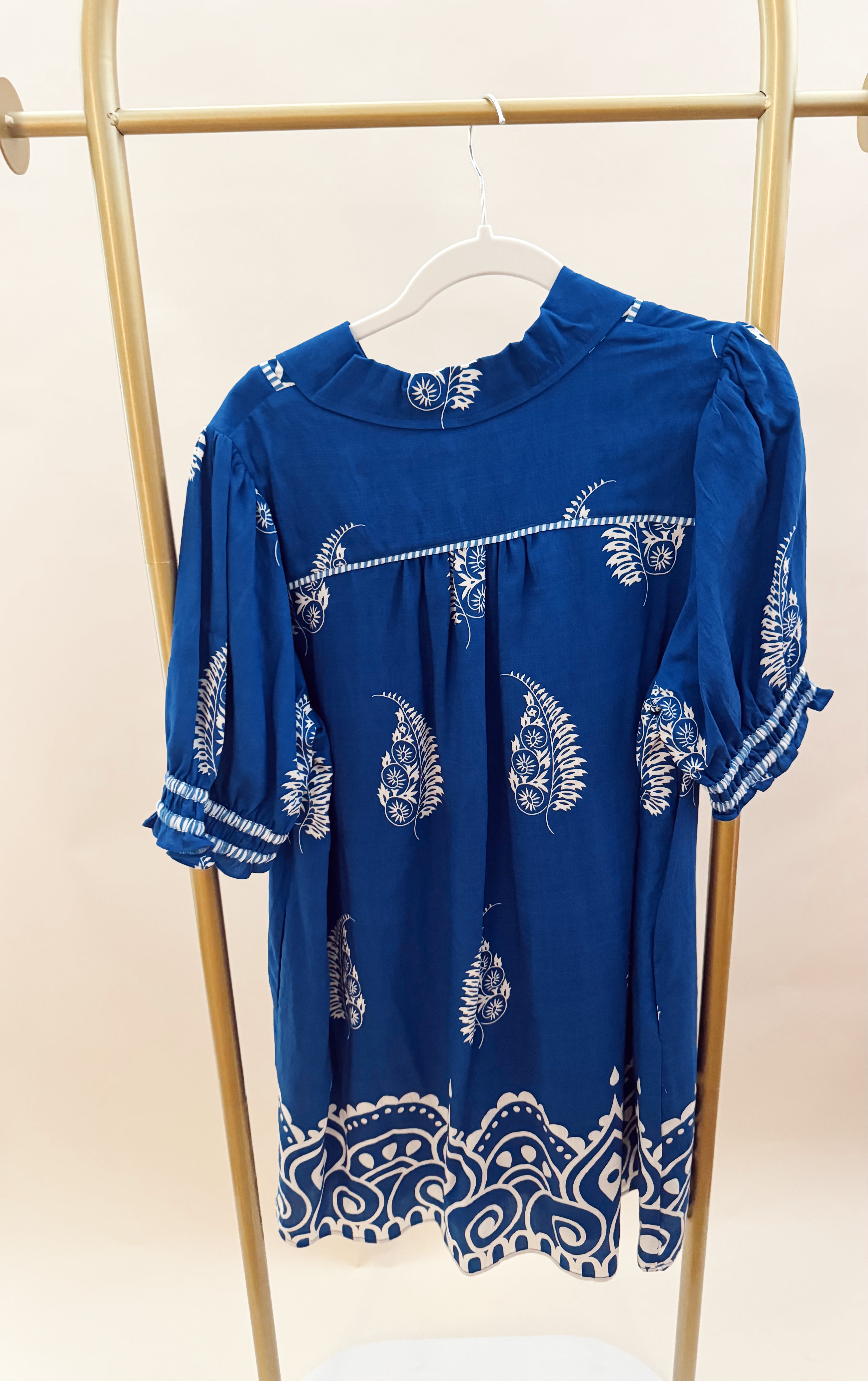 Blue and White Designed Dress