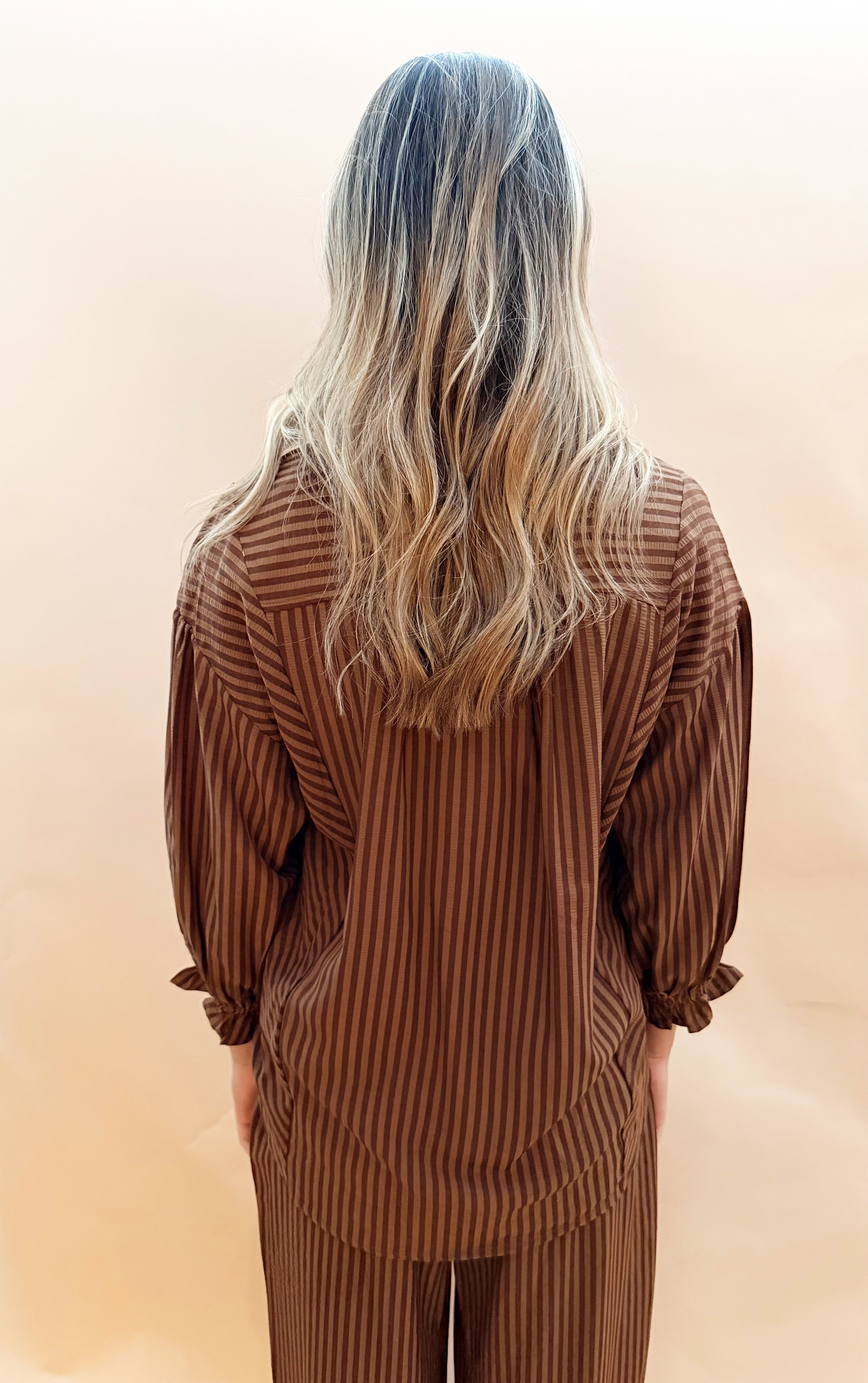 High Waist Pull on Stripe Pants