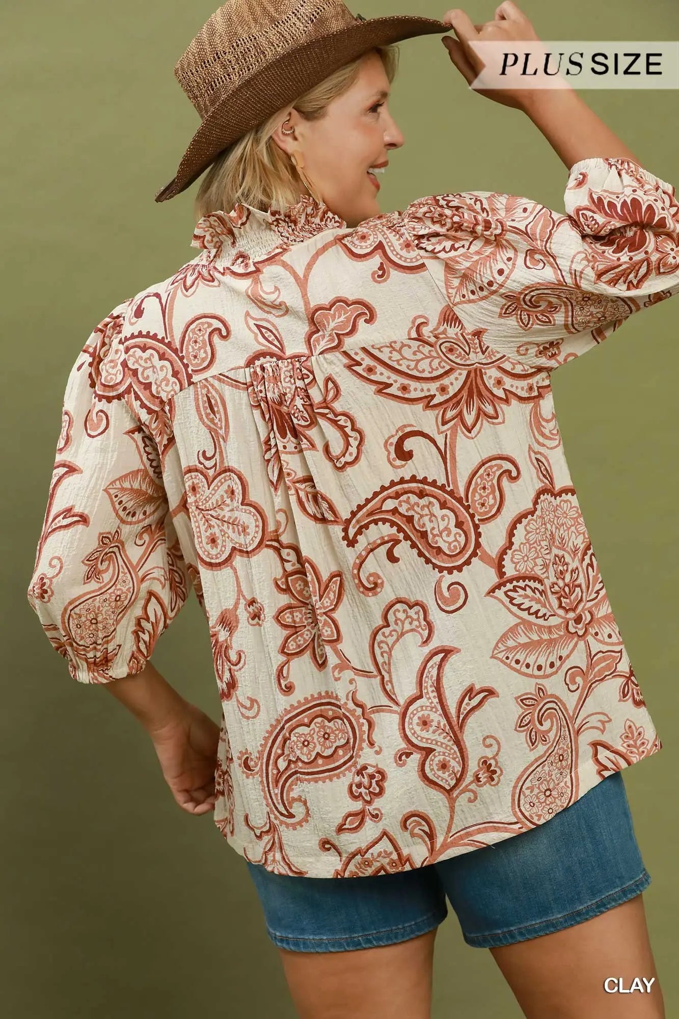Abstract Print Textured Top