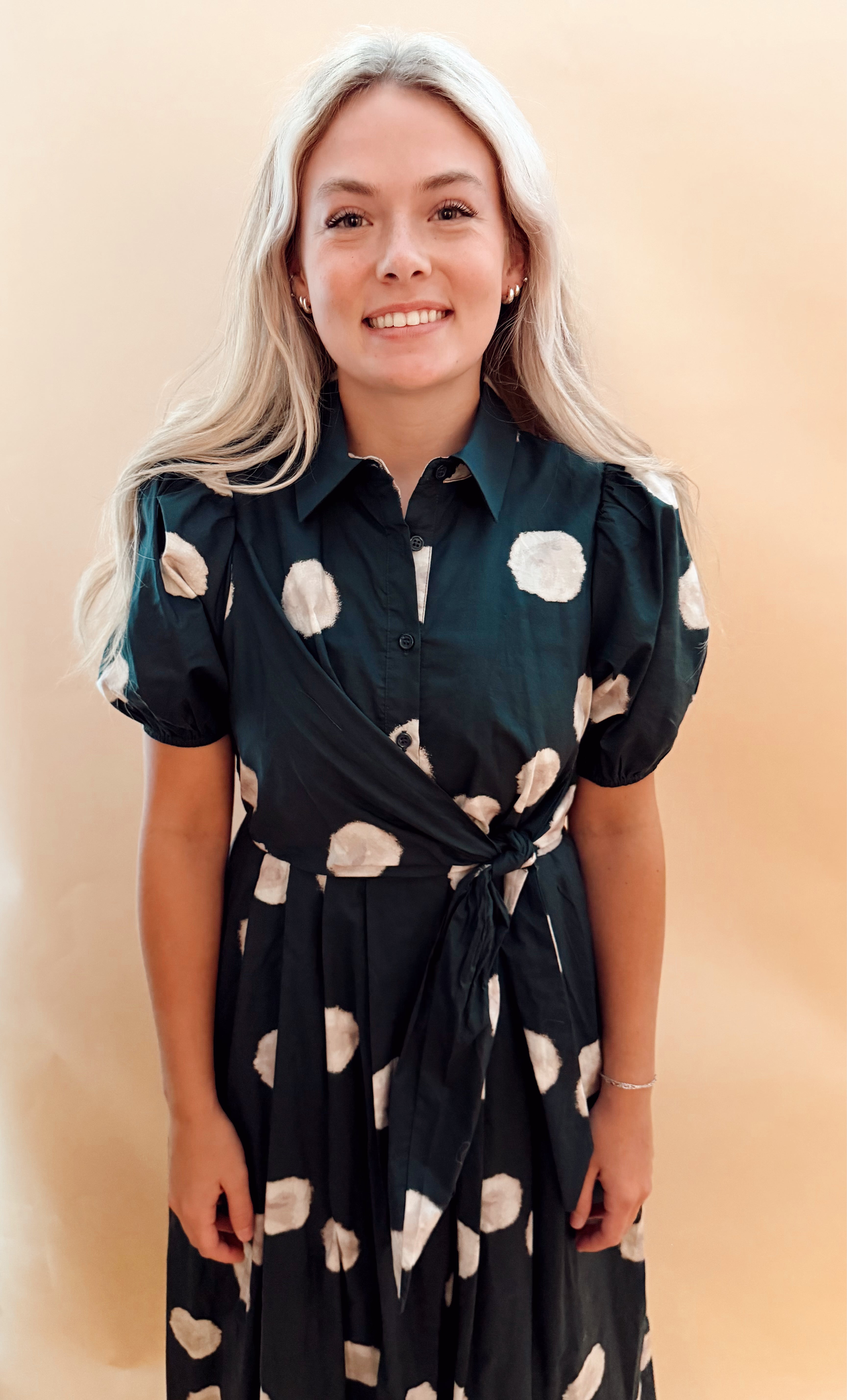 Large dot maxi dress