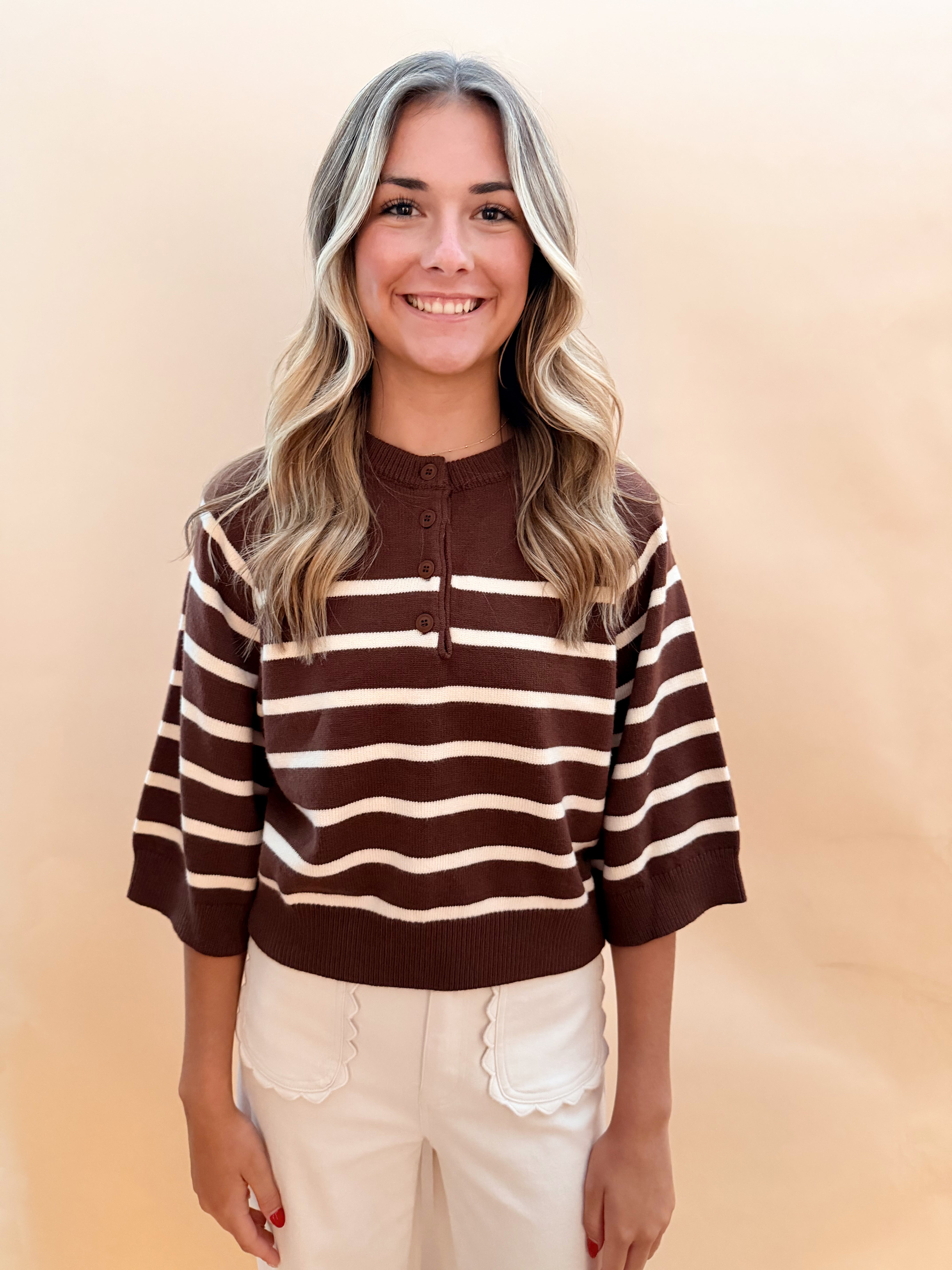 Striped Short Sleeved Sweater