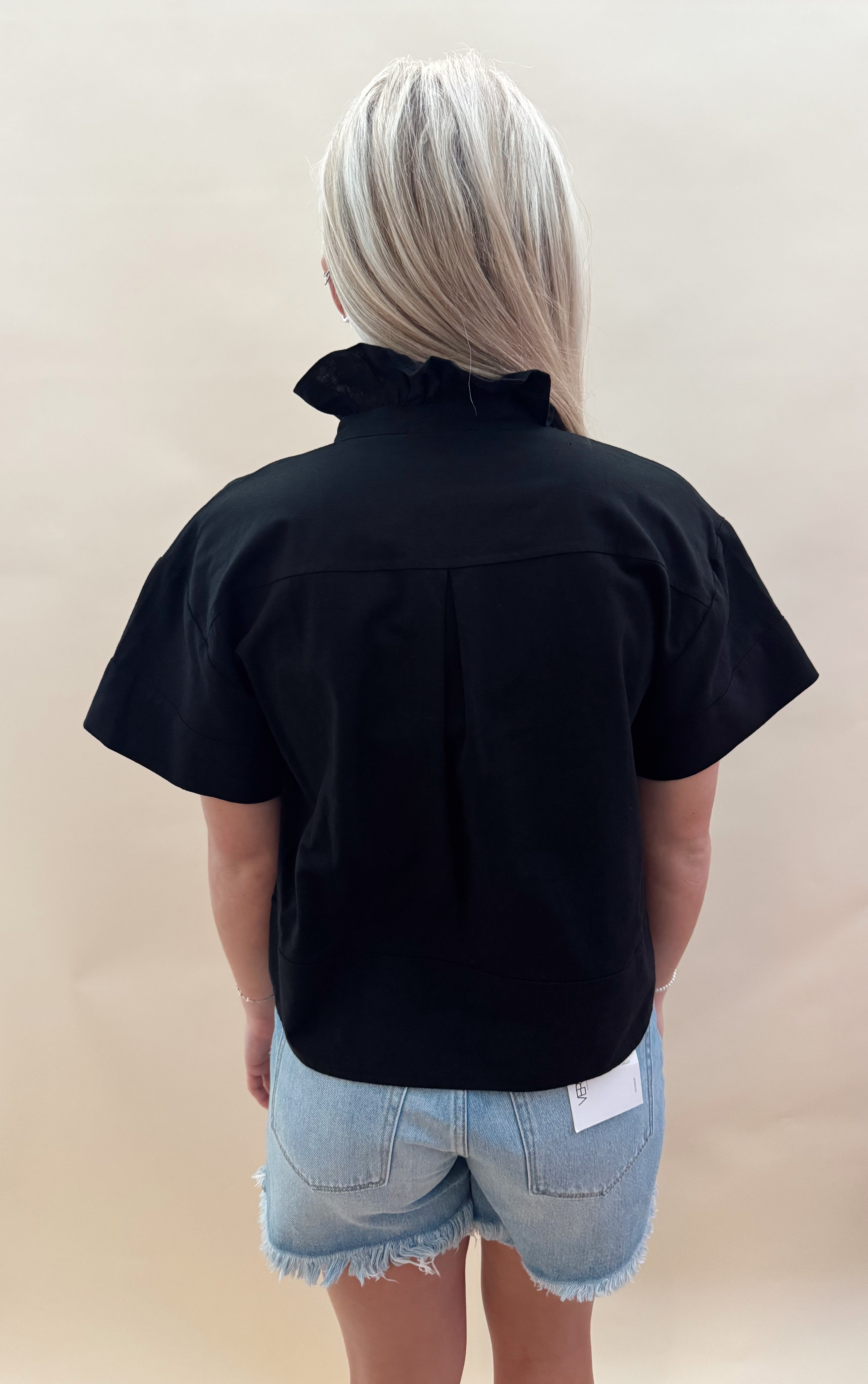 Black button down top