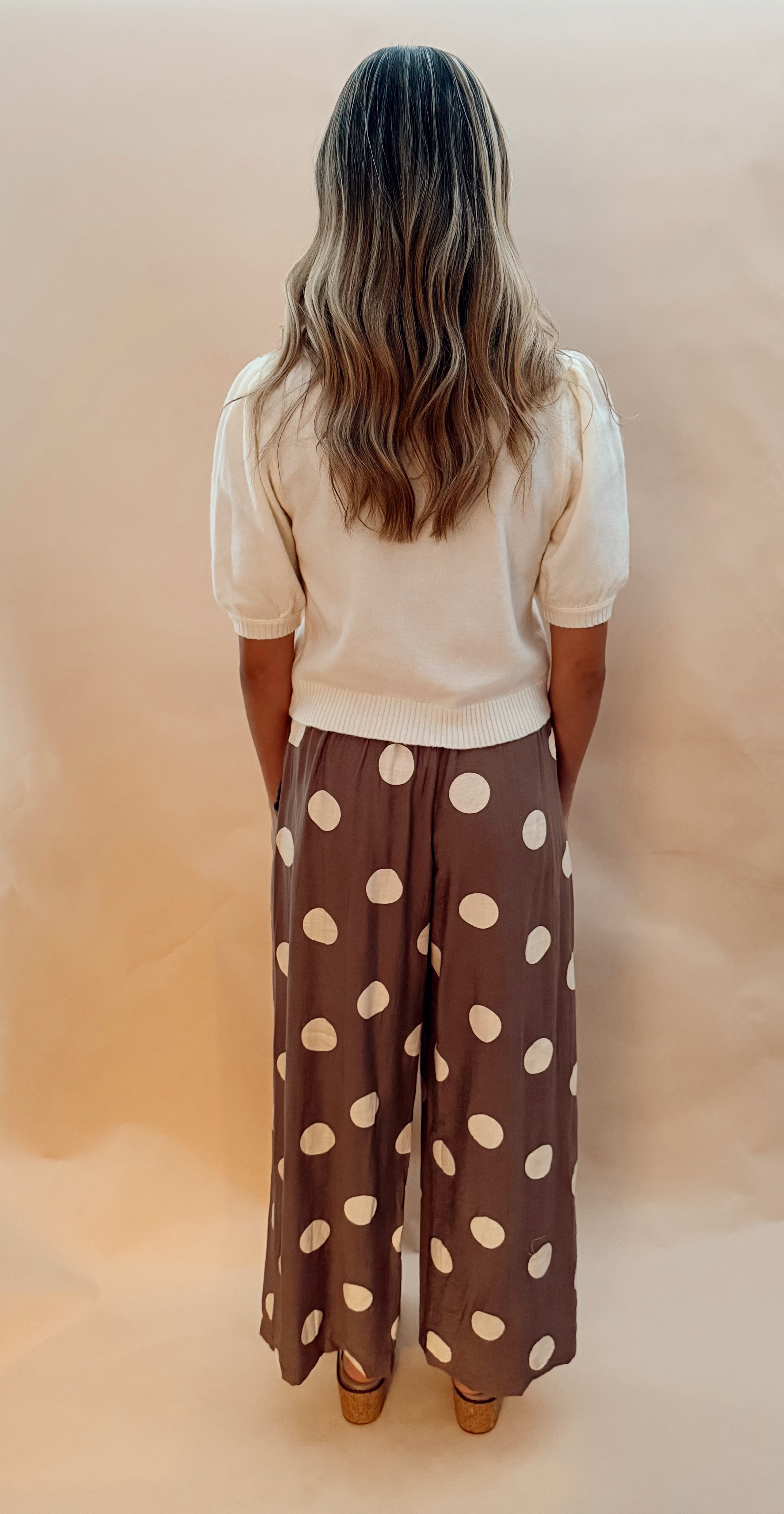 Dot print wide leg pant