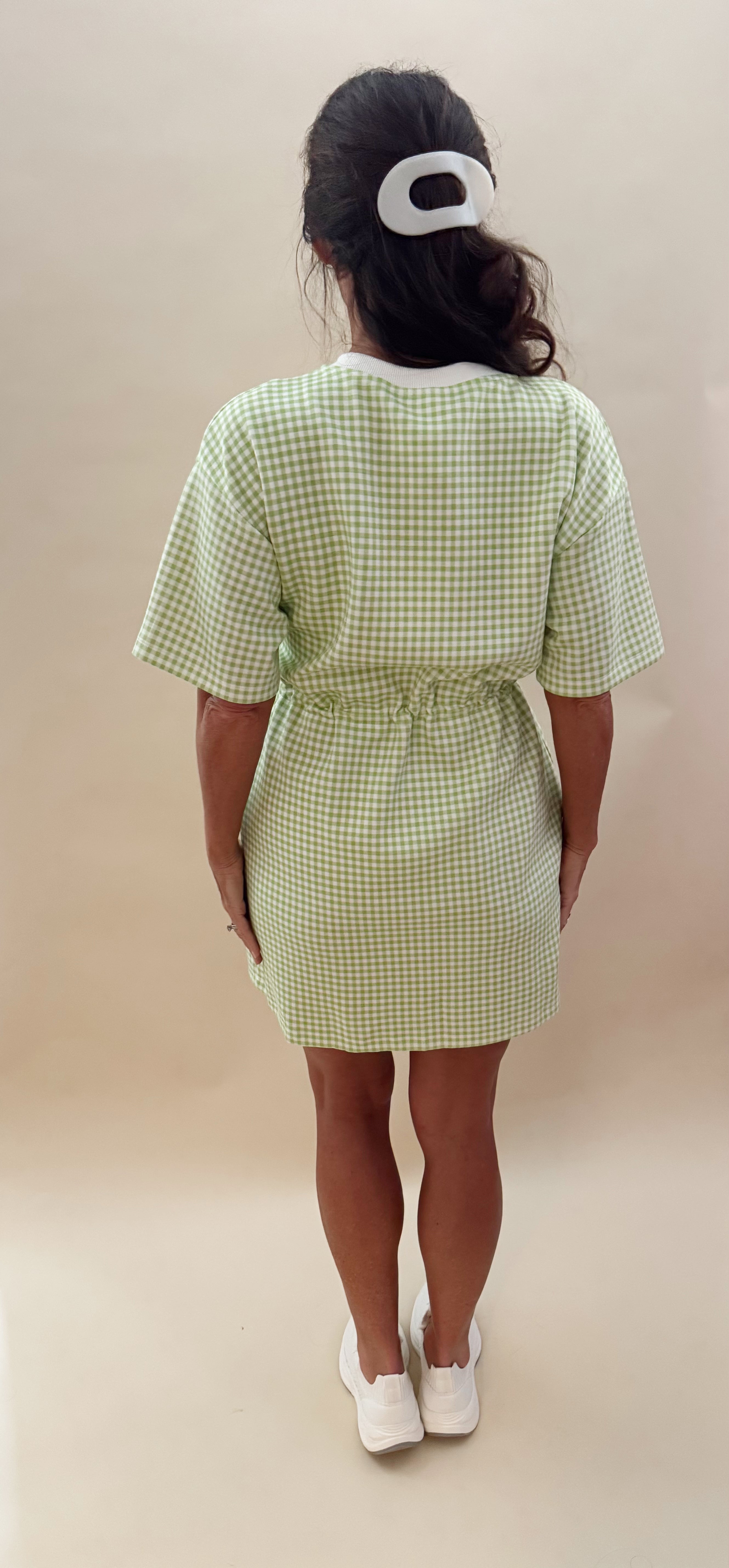 Lime green gingham dress