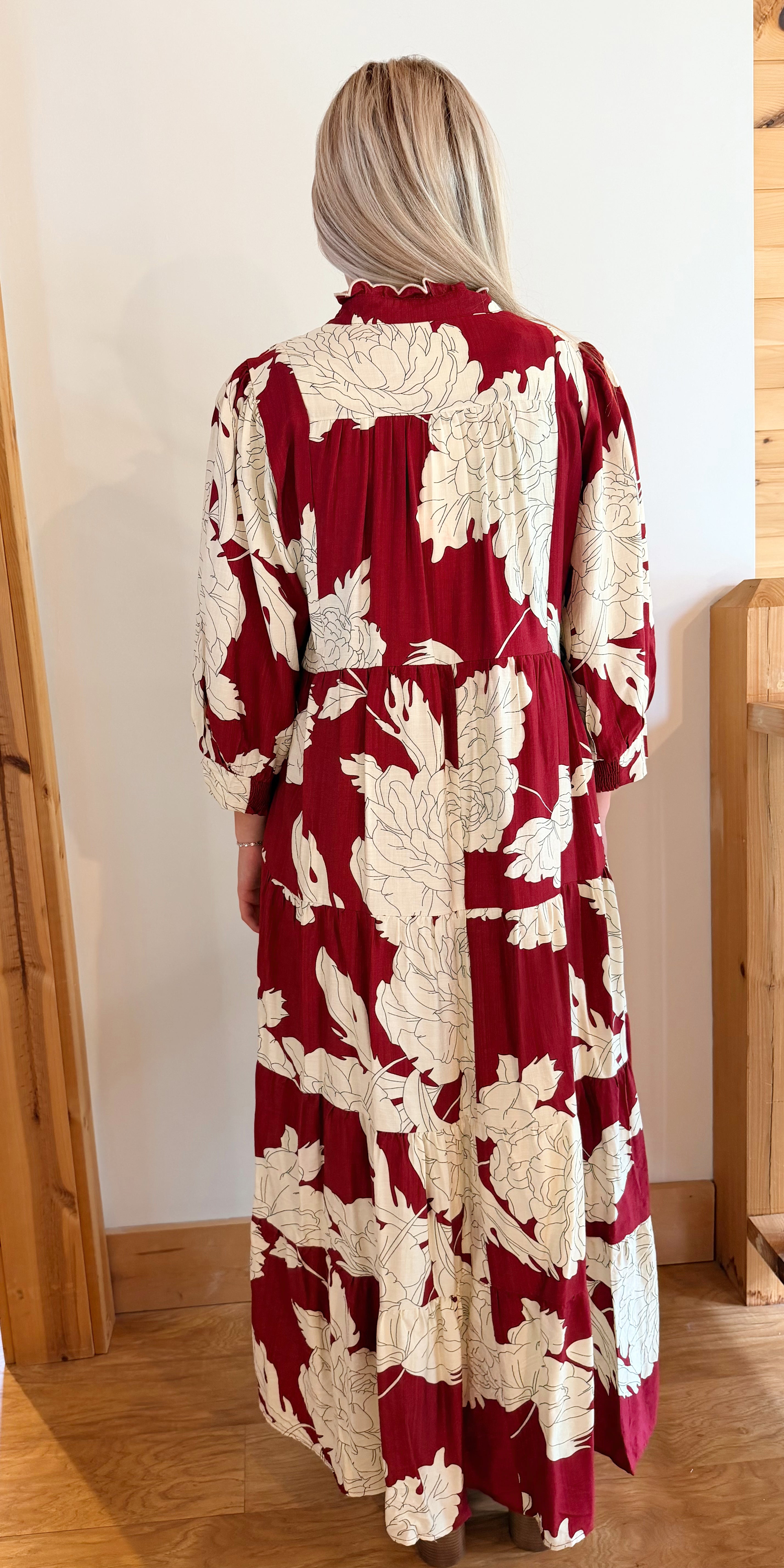 Printed tiered midi dress