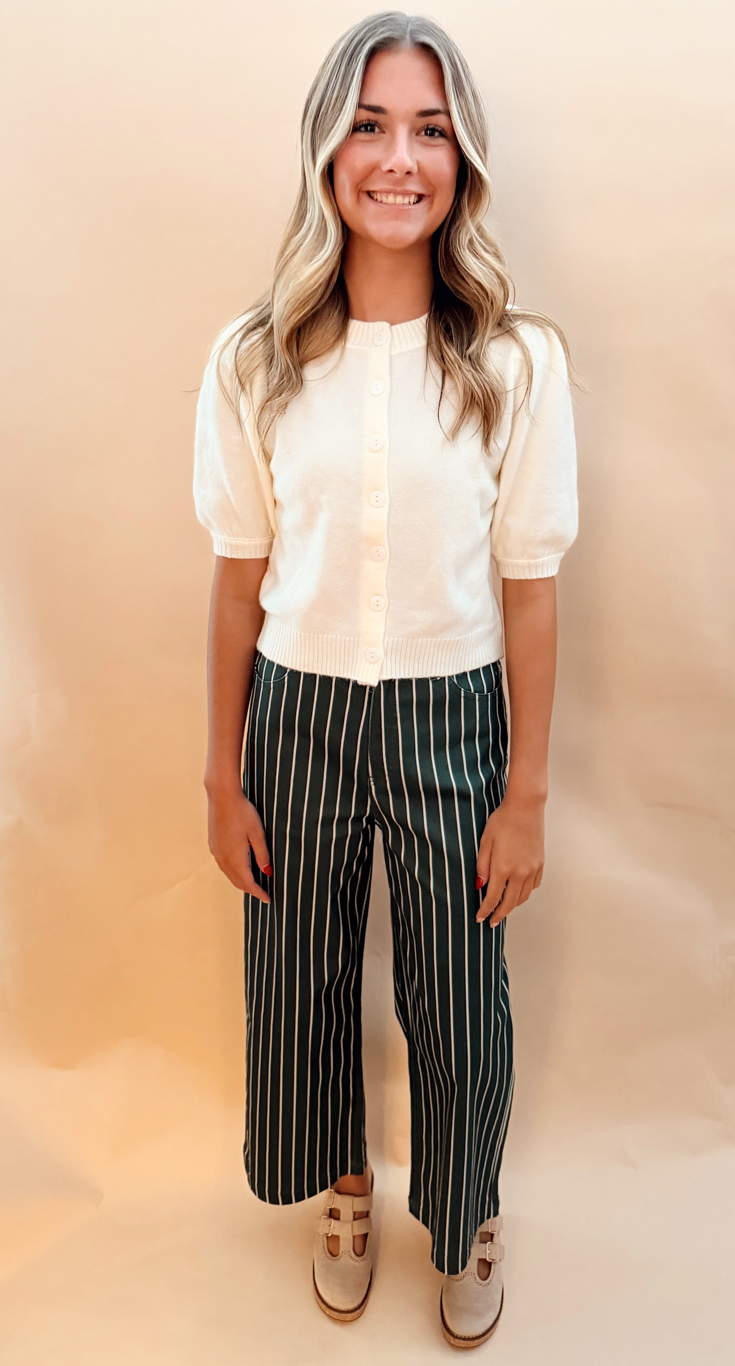 High waisted stripe pant