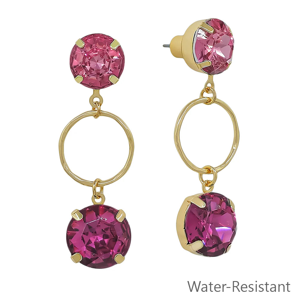 Crystal with Gold Open Circle Earring