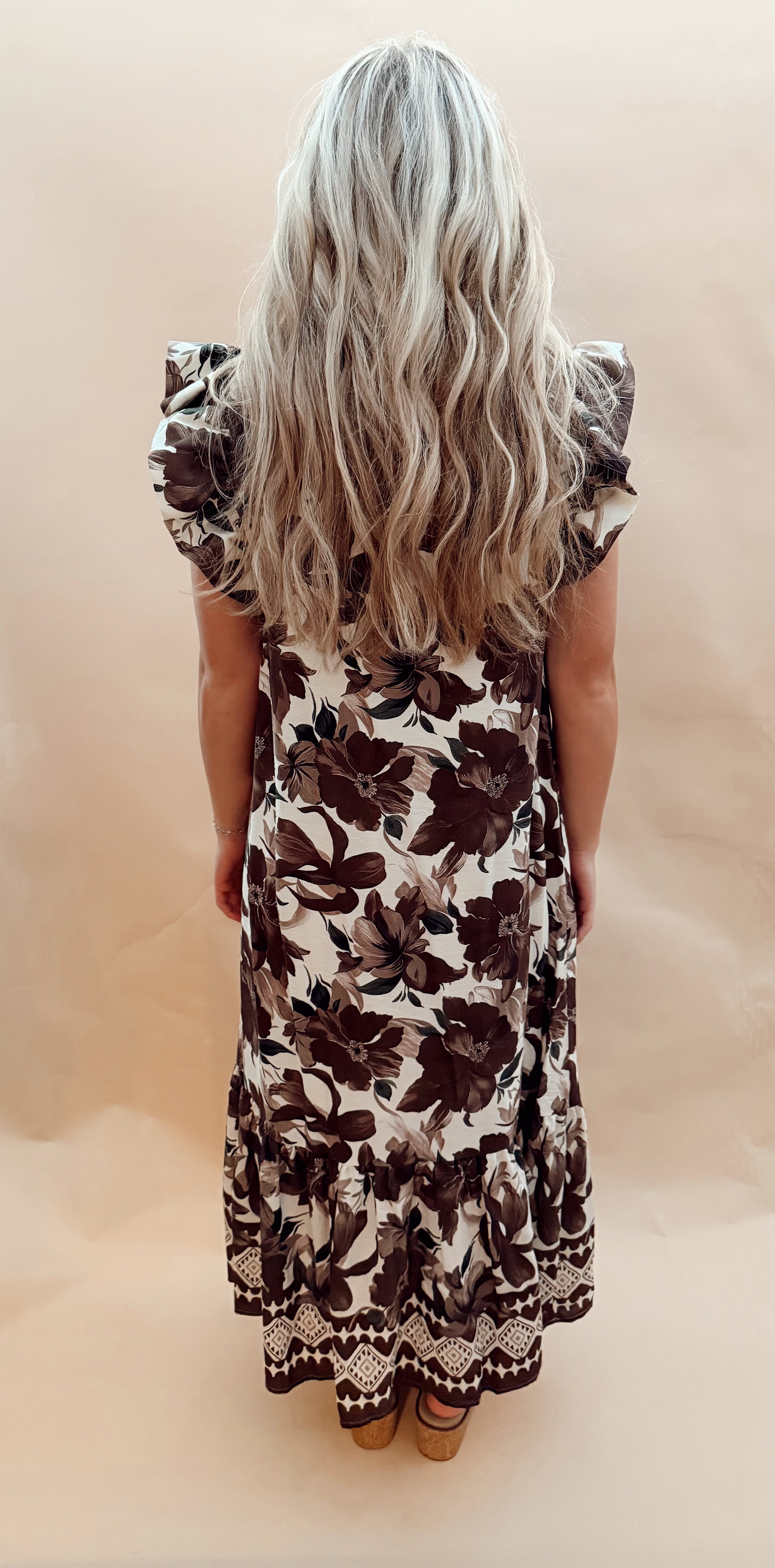 Ruffle necklace maxi dress