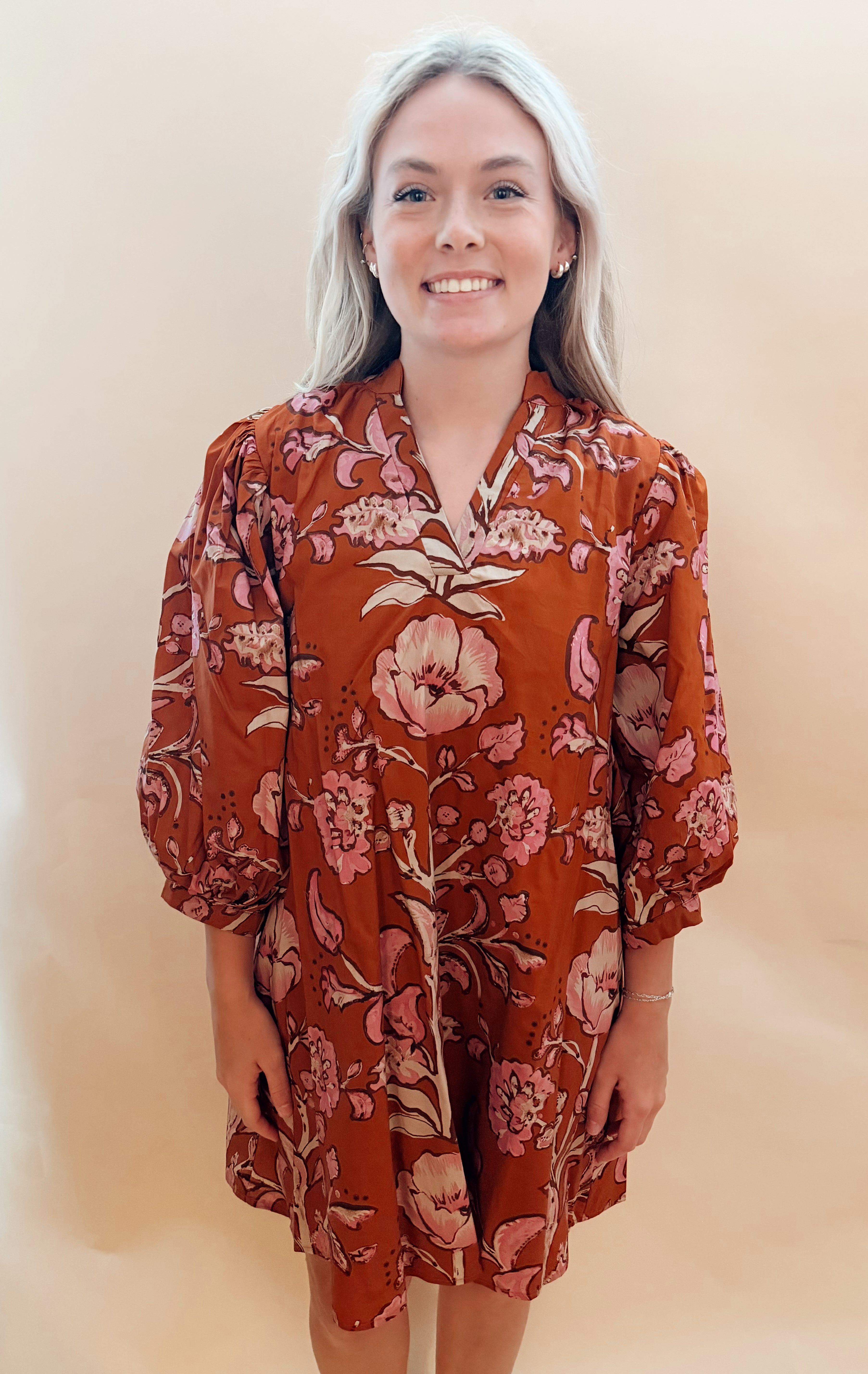 Vneck Knee Length Pattern Dress