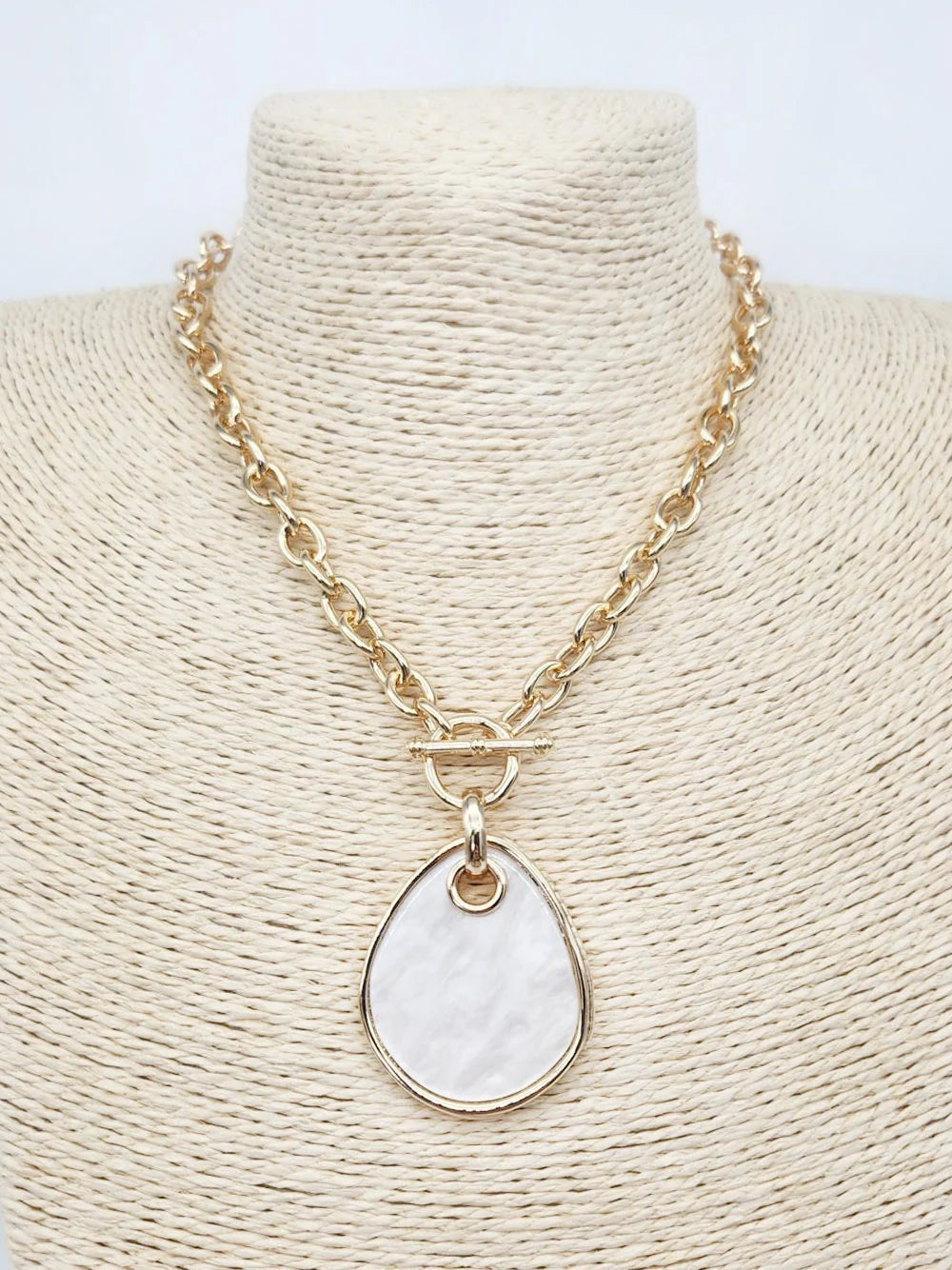 Gold open chain charm necklace