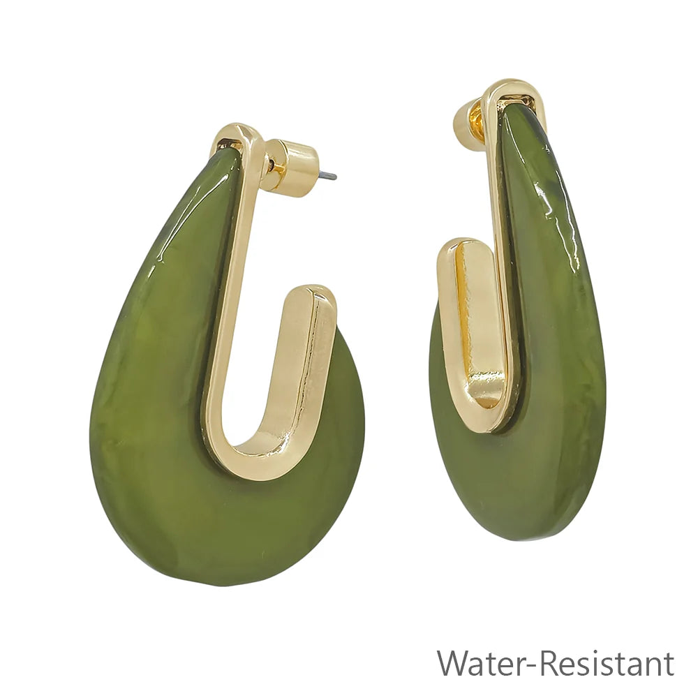 Acrylic and gold teardrop earring