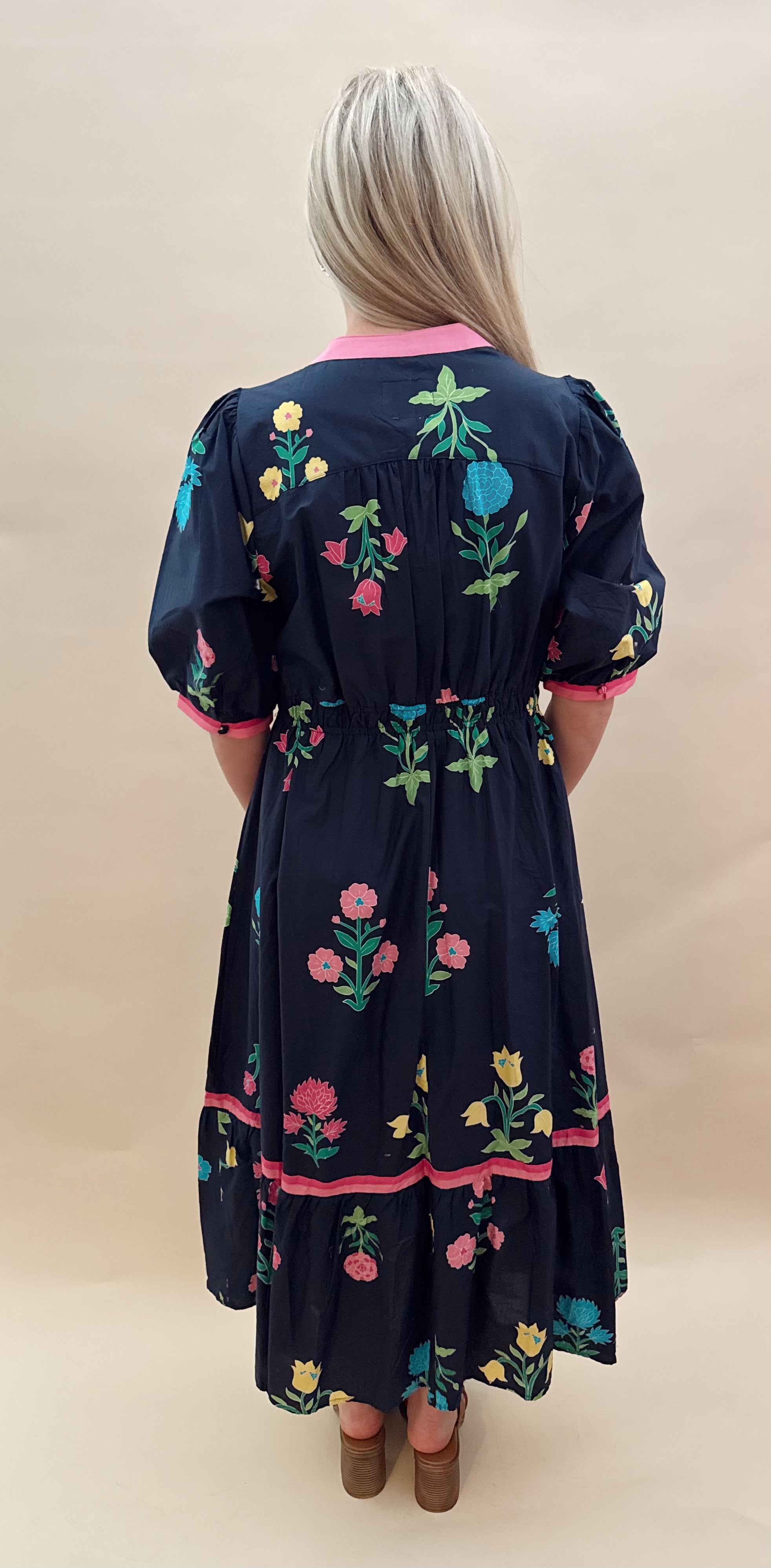 Navy blue floral maxi dress
