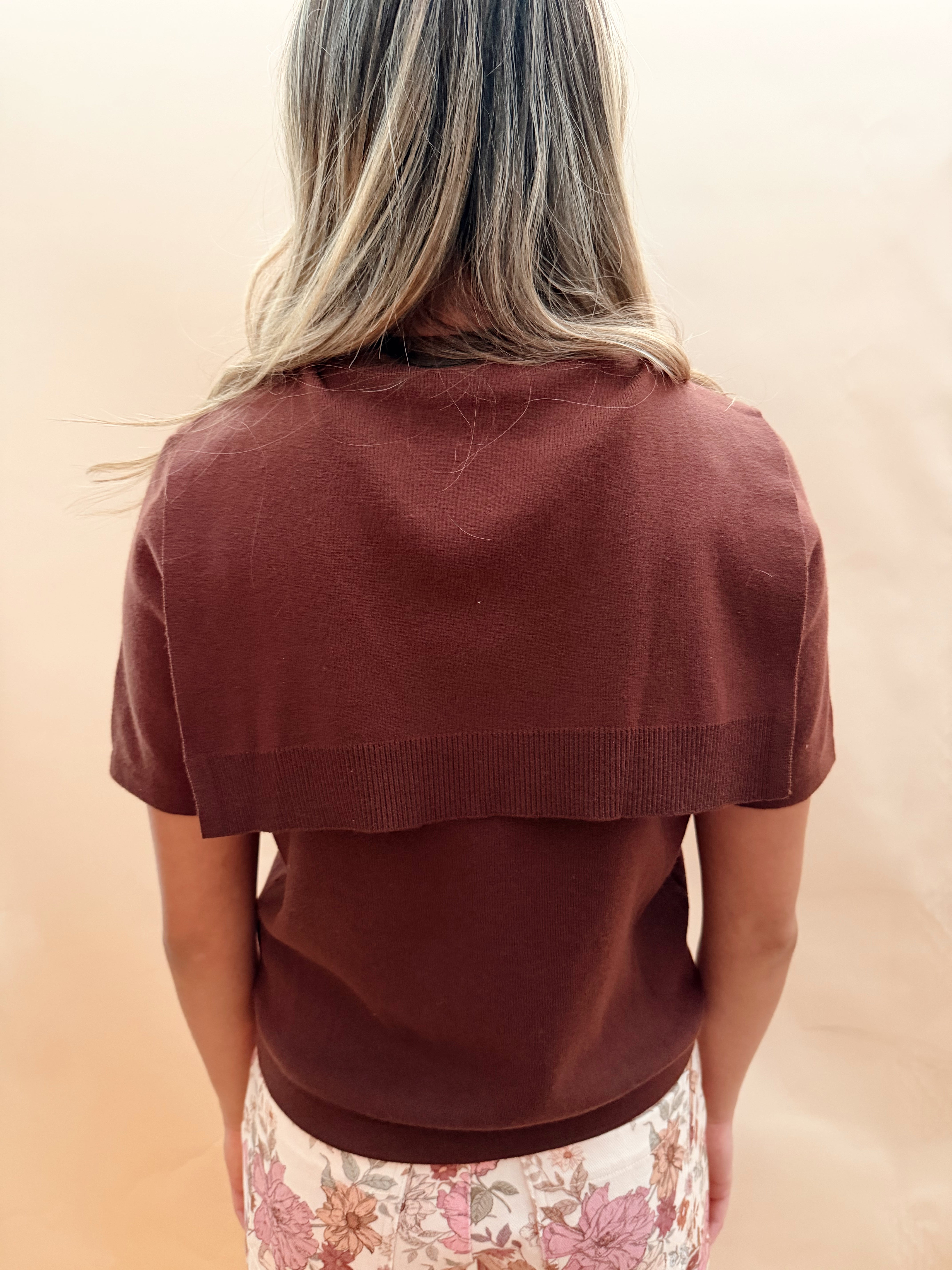 Short Sleeve Sweater Wrap Tie
