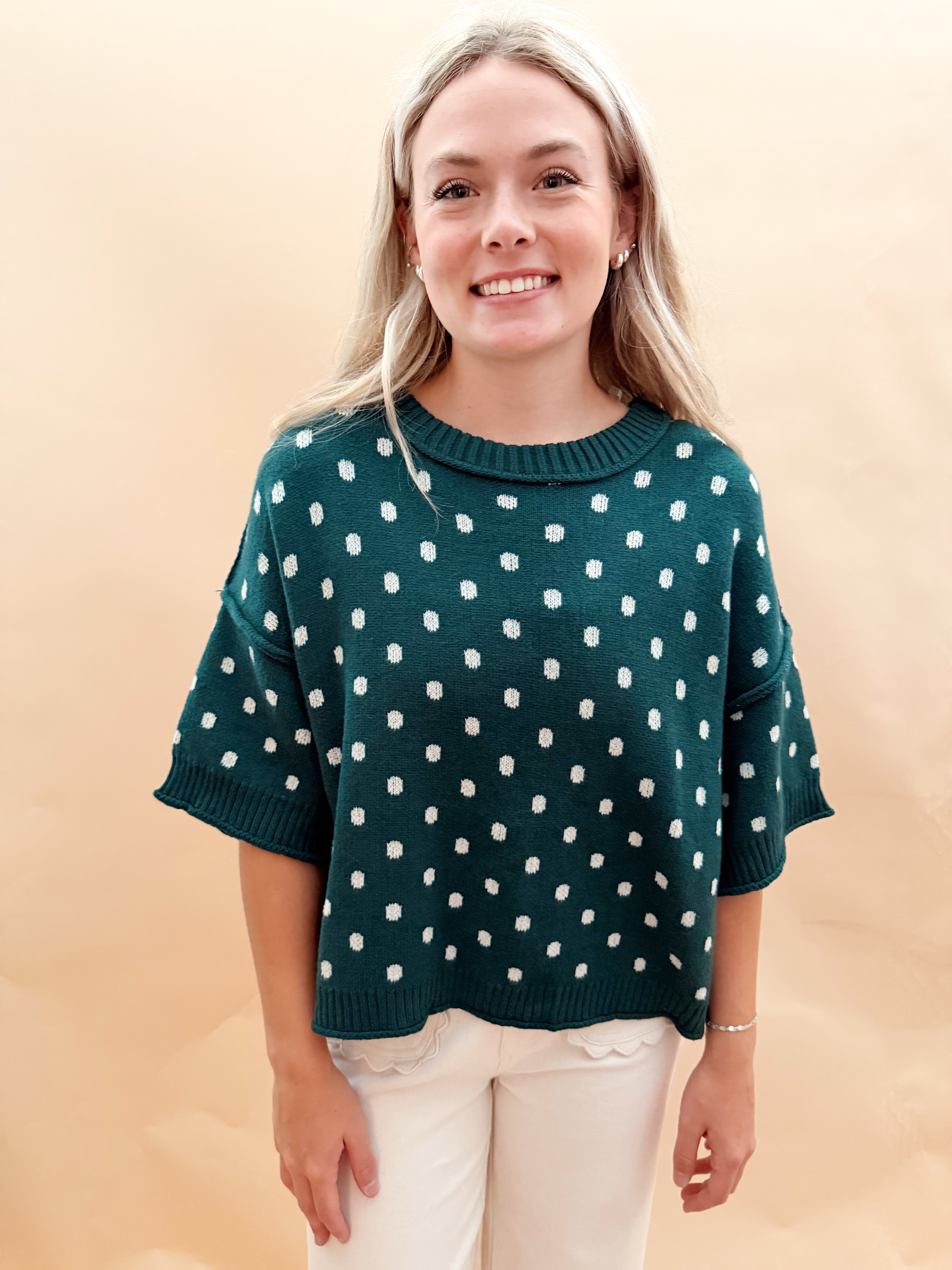 Polka Dot Short Sleeved Sweaters