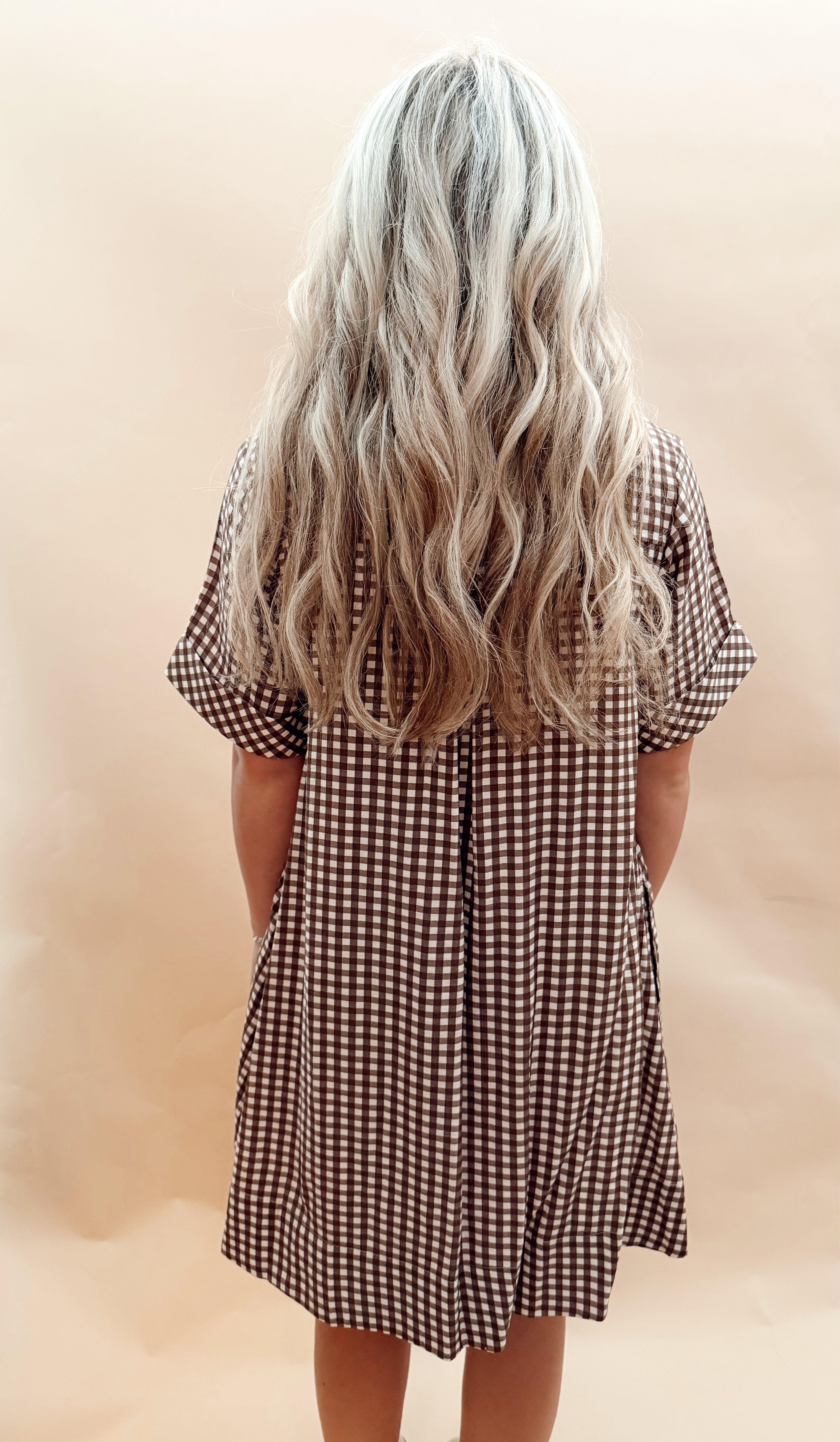 Gingham knee length dress