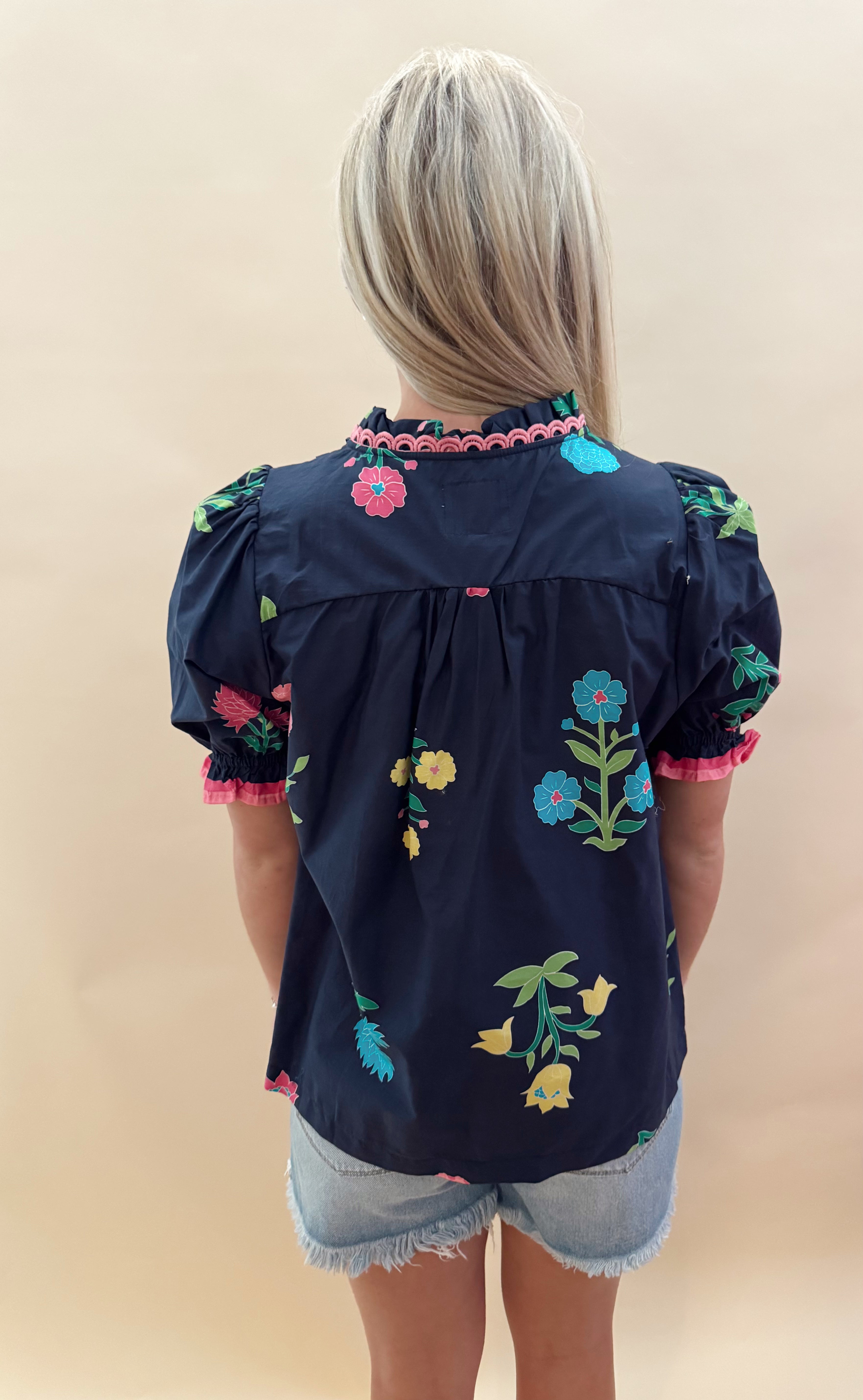 Navy with floral top
