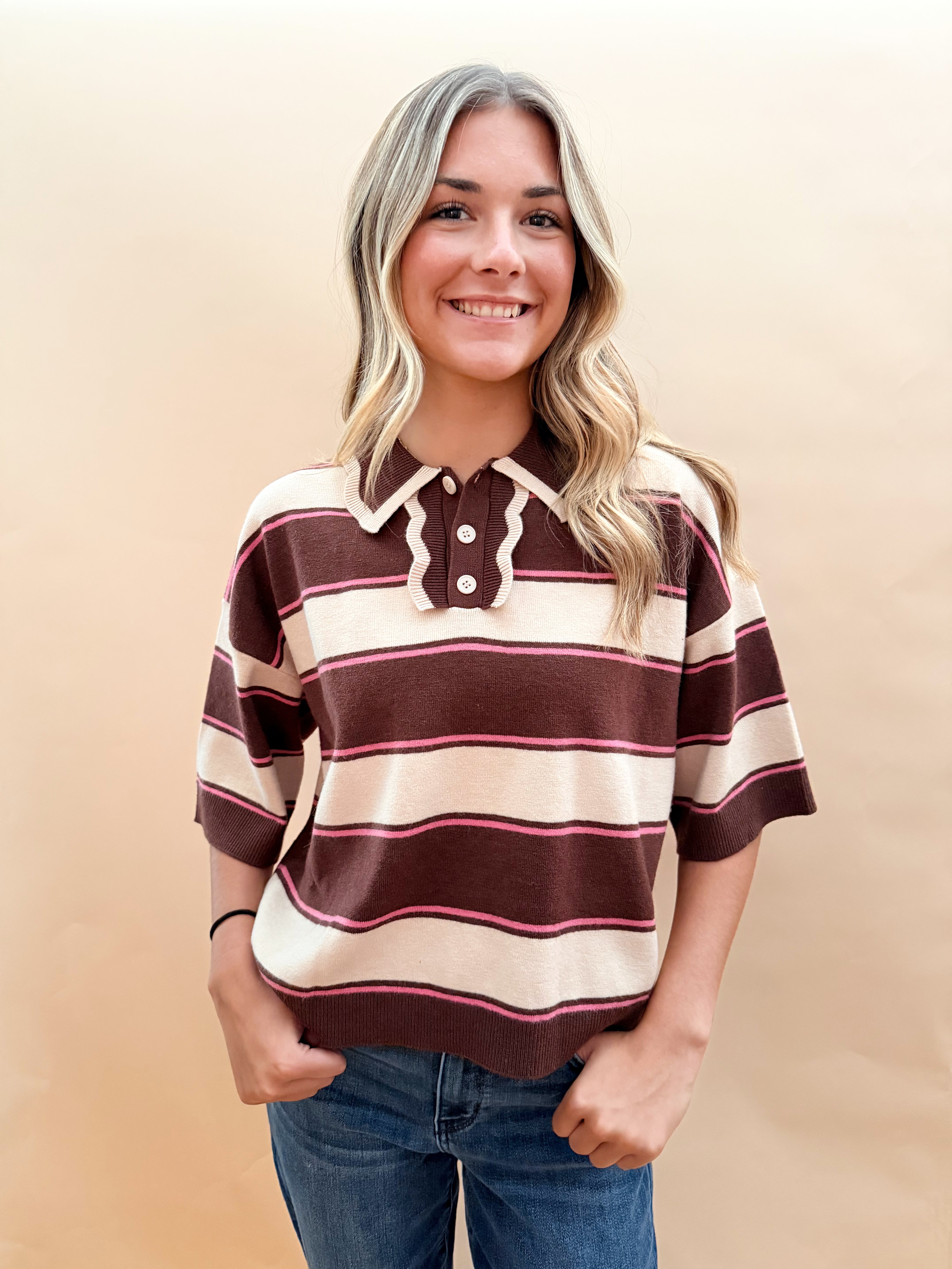Striped Sweater with Collar