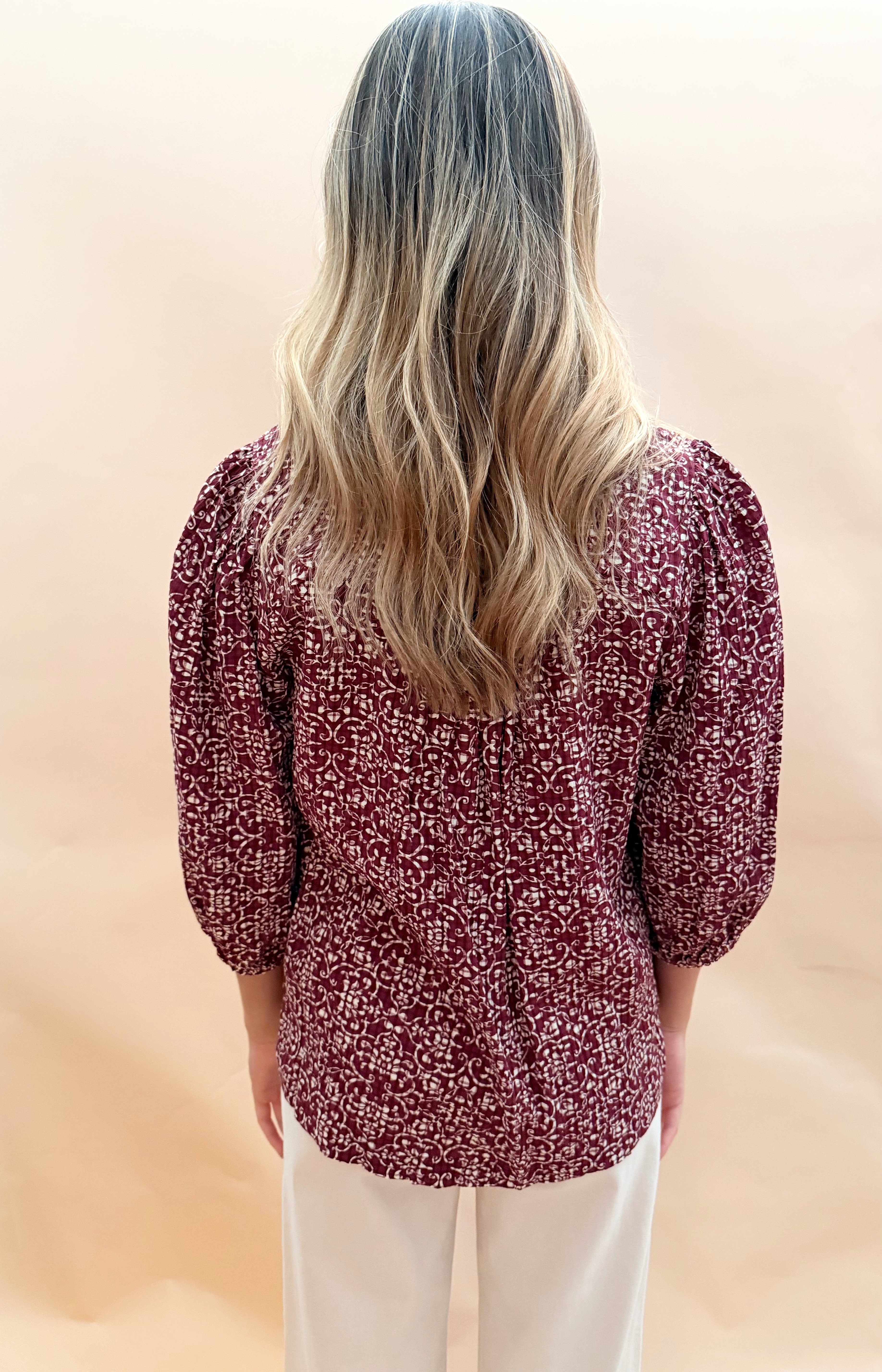 Textured fabric top ruffle details
