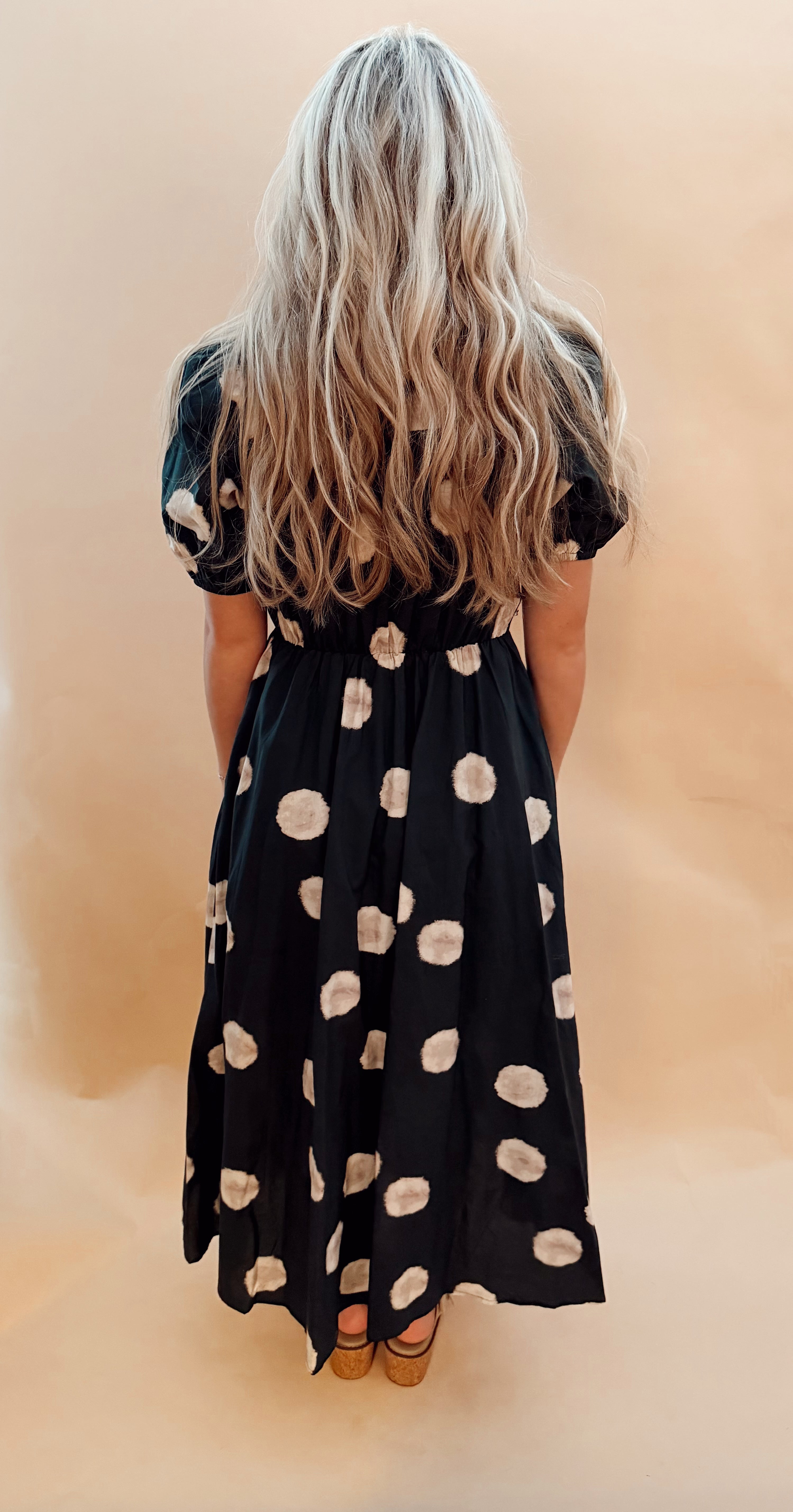 Large dot maxi dress