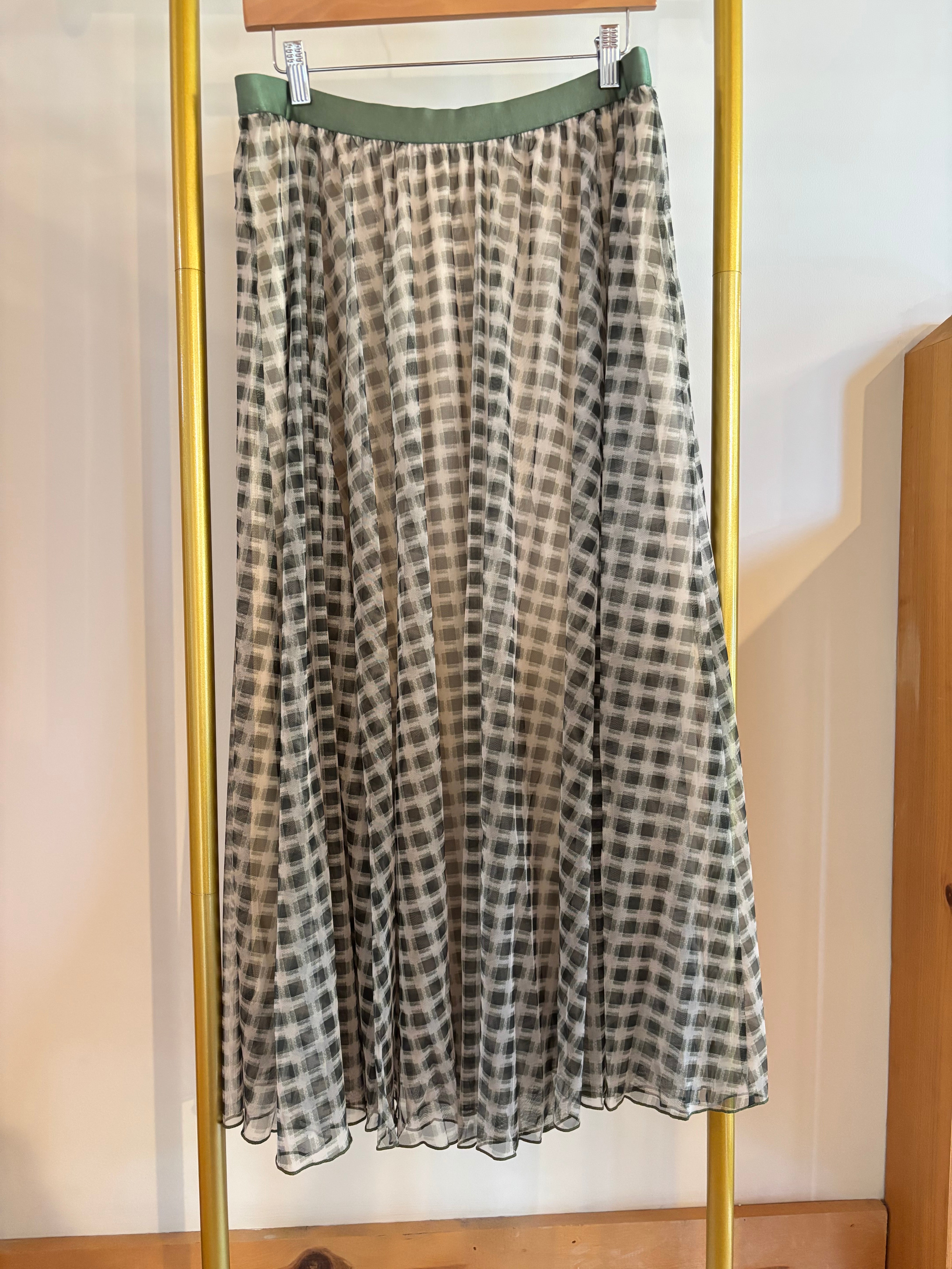 Sheer gingham flowy skirt