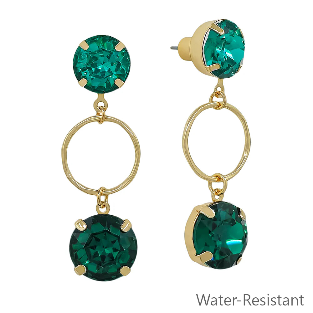 Crystal with Gold Open Circle Earring