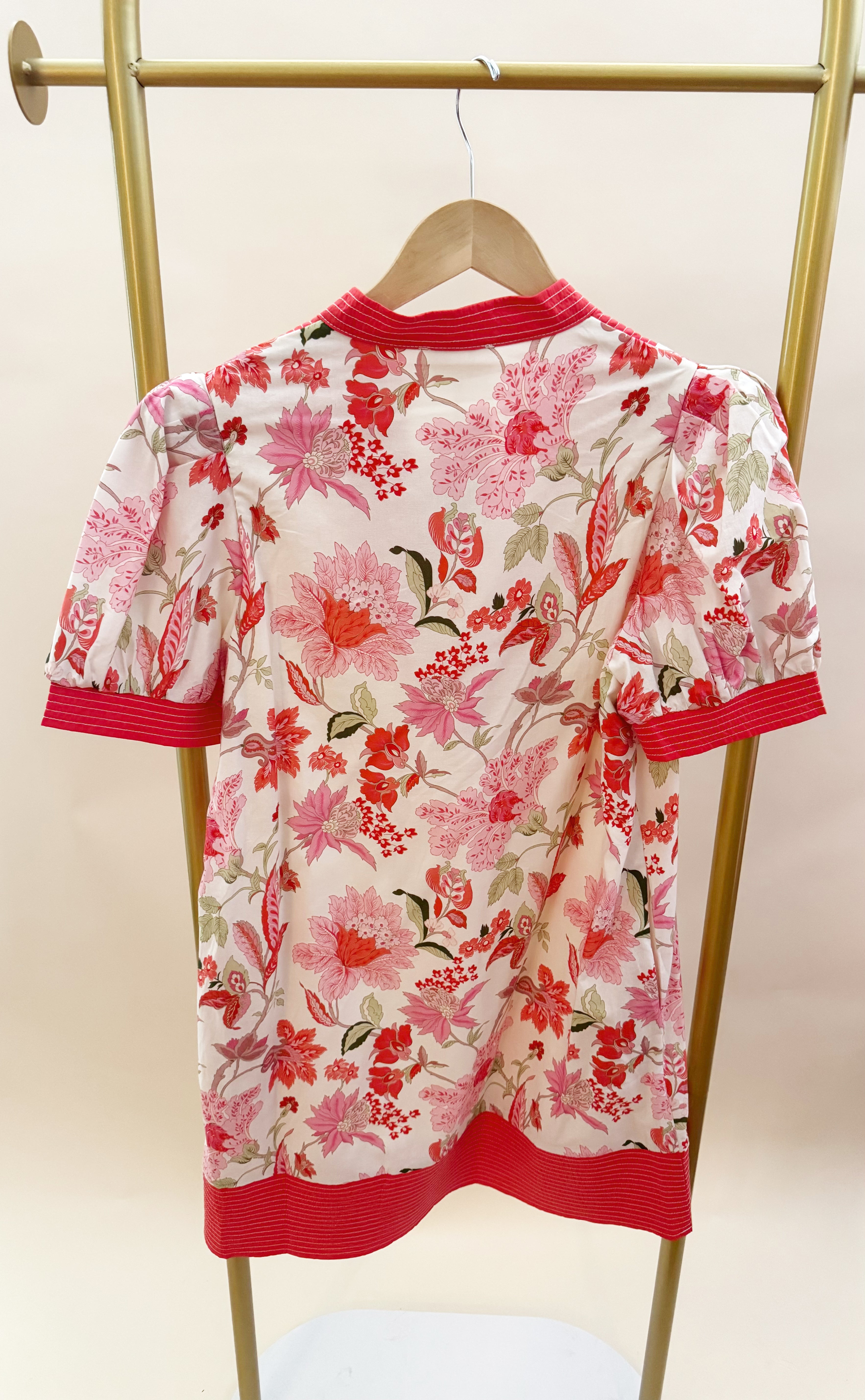 Coral Floral V-neck Dress