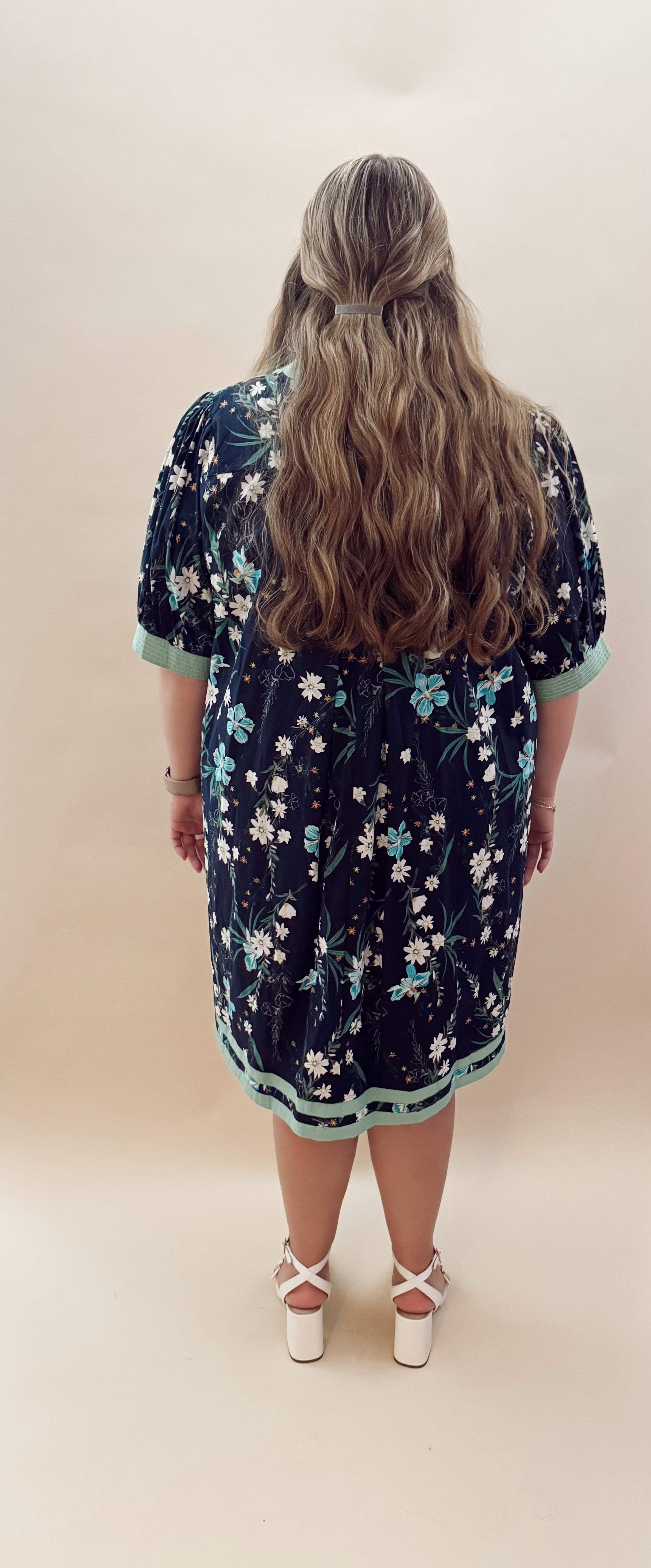 Navy floral dress
