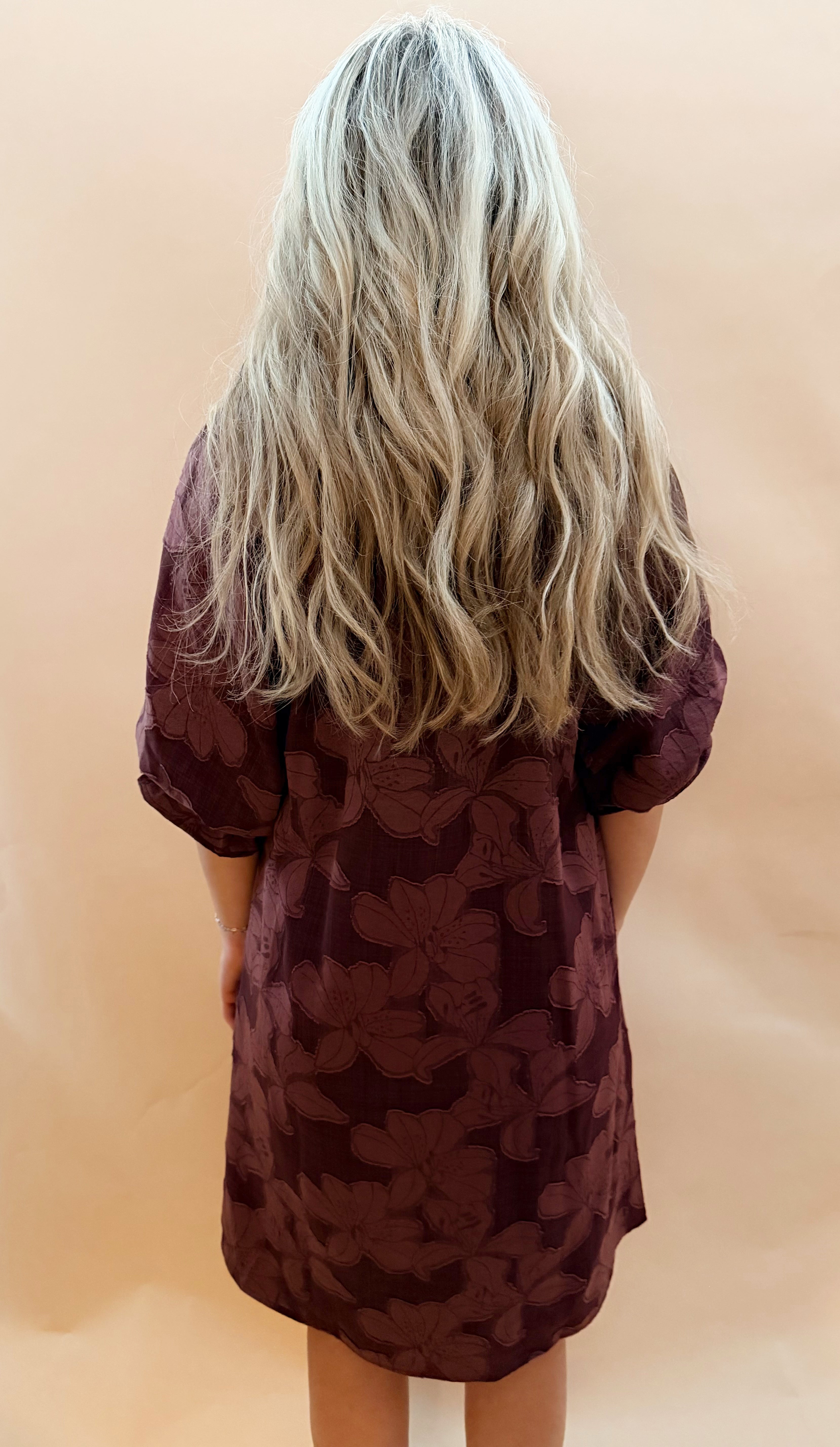 Ruffle vneck knee length dress