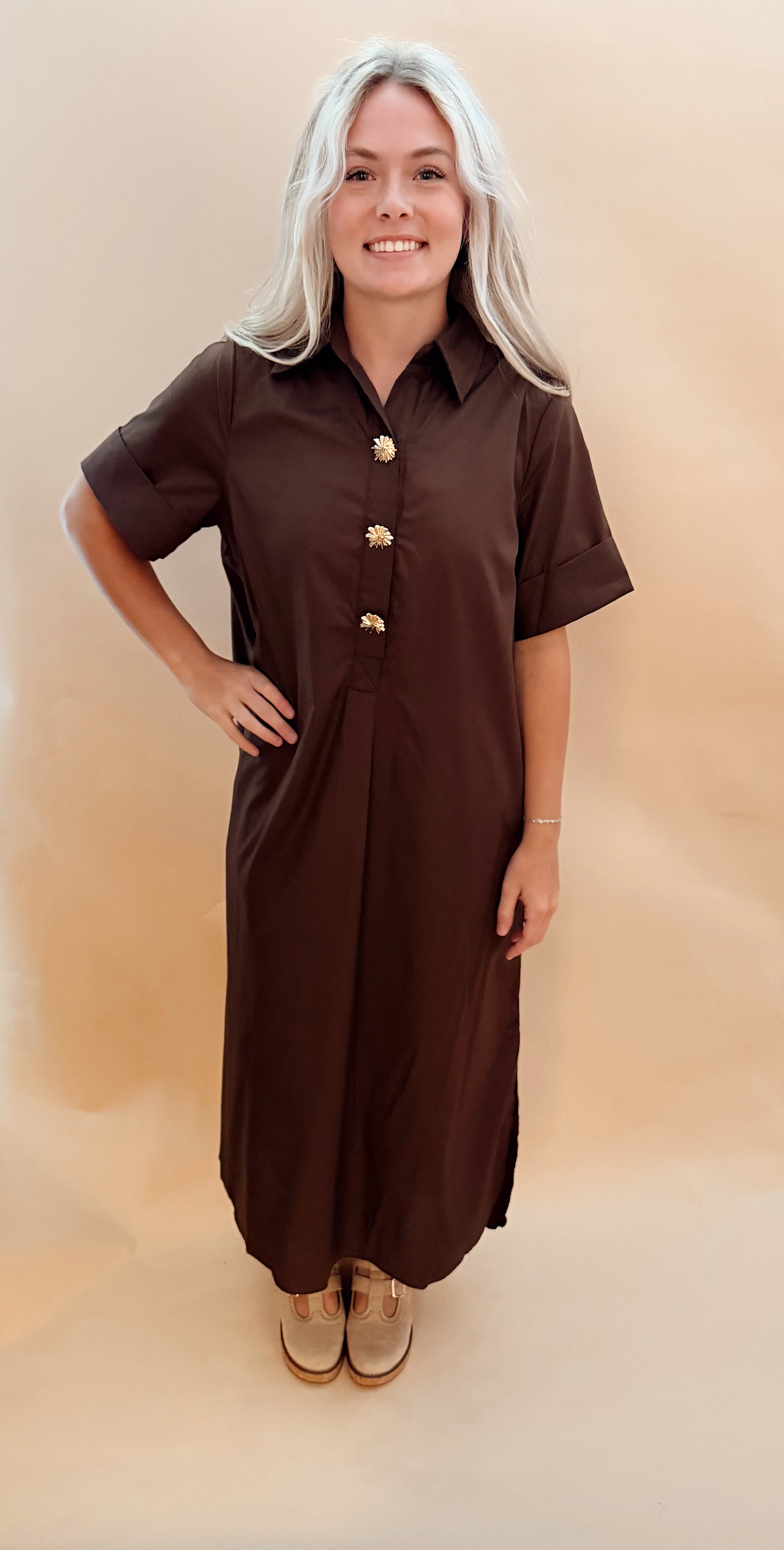 Collared Short Sleeve Dress