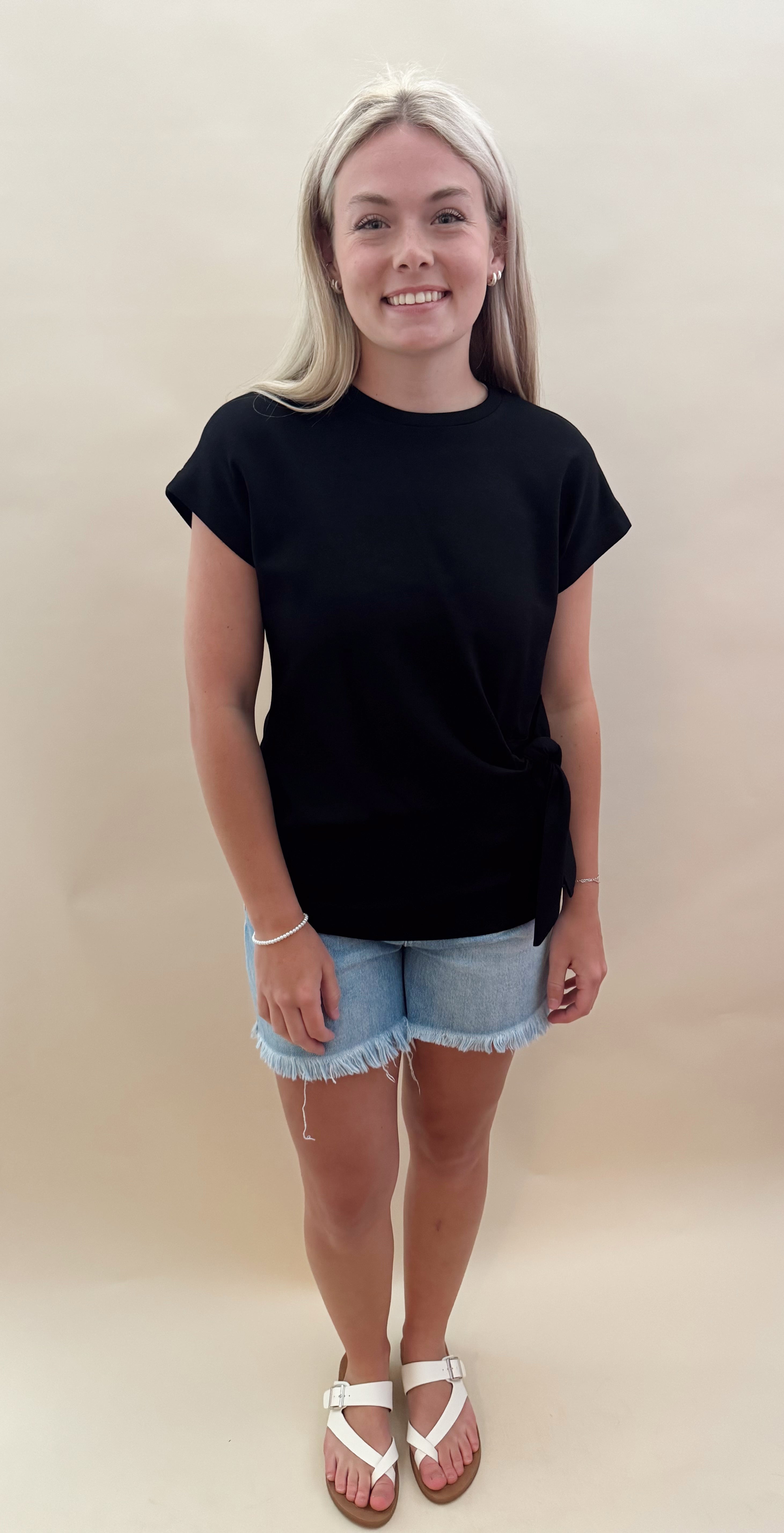 Black side-tie top
