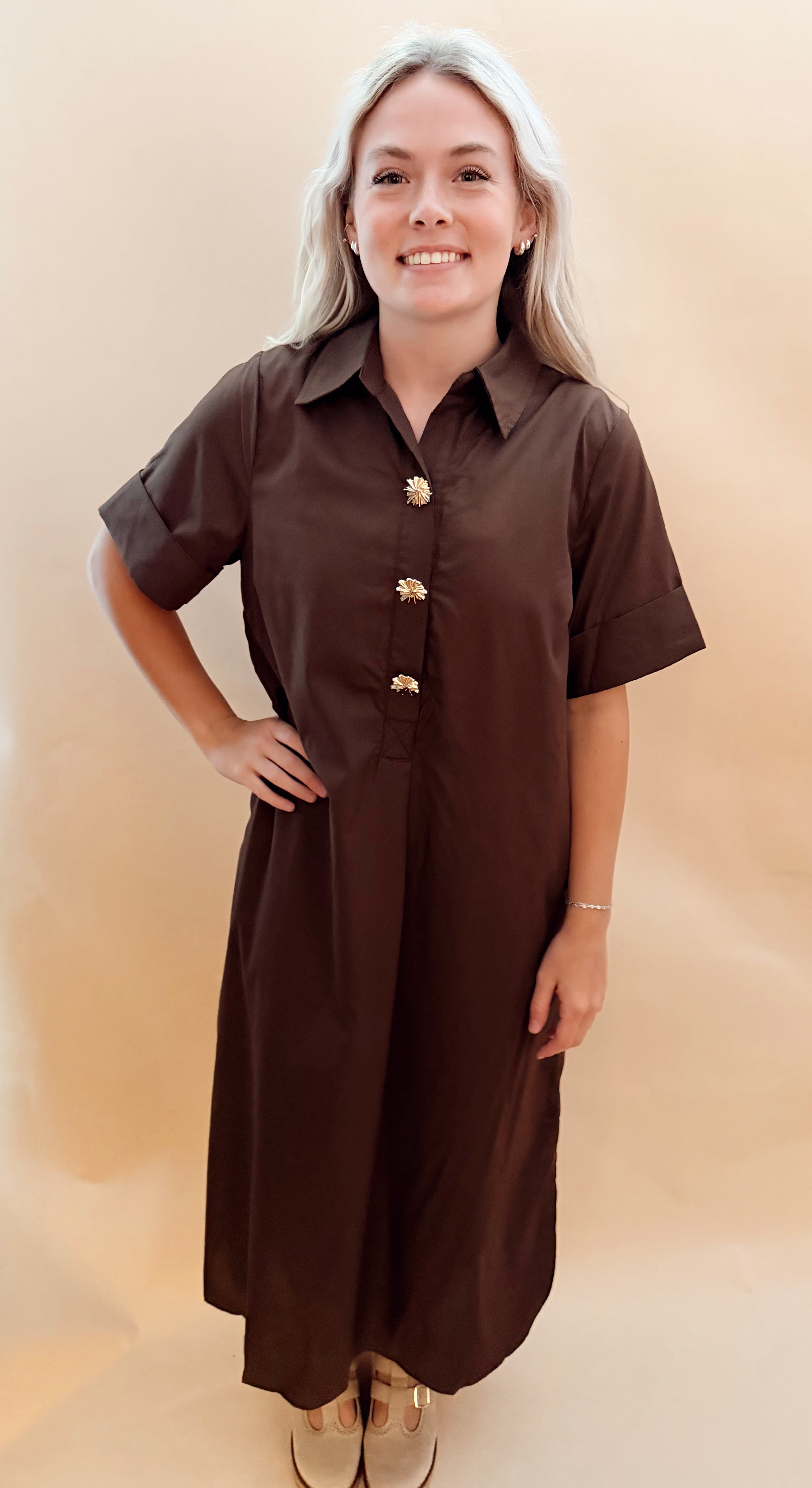 Collared Short Sleeve Dress