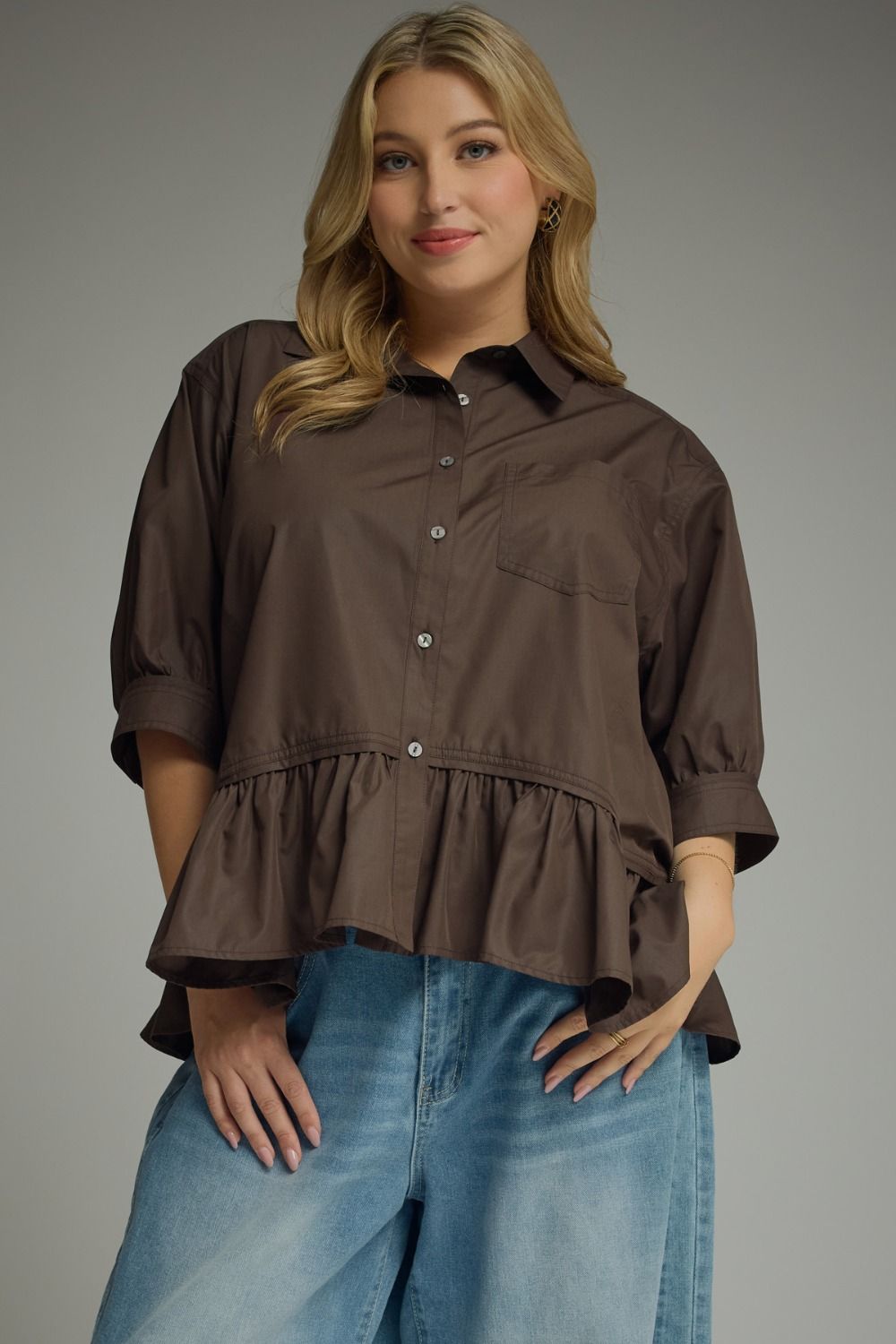 Solid Peplum Top