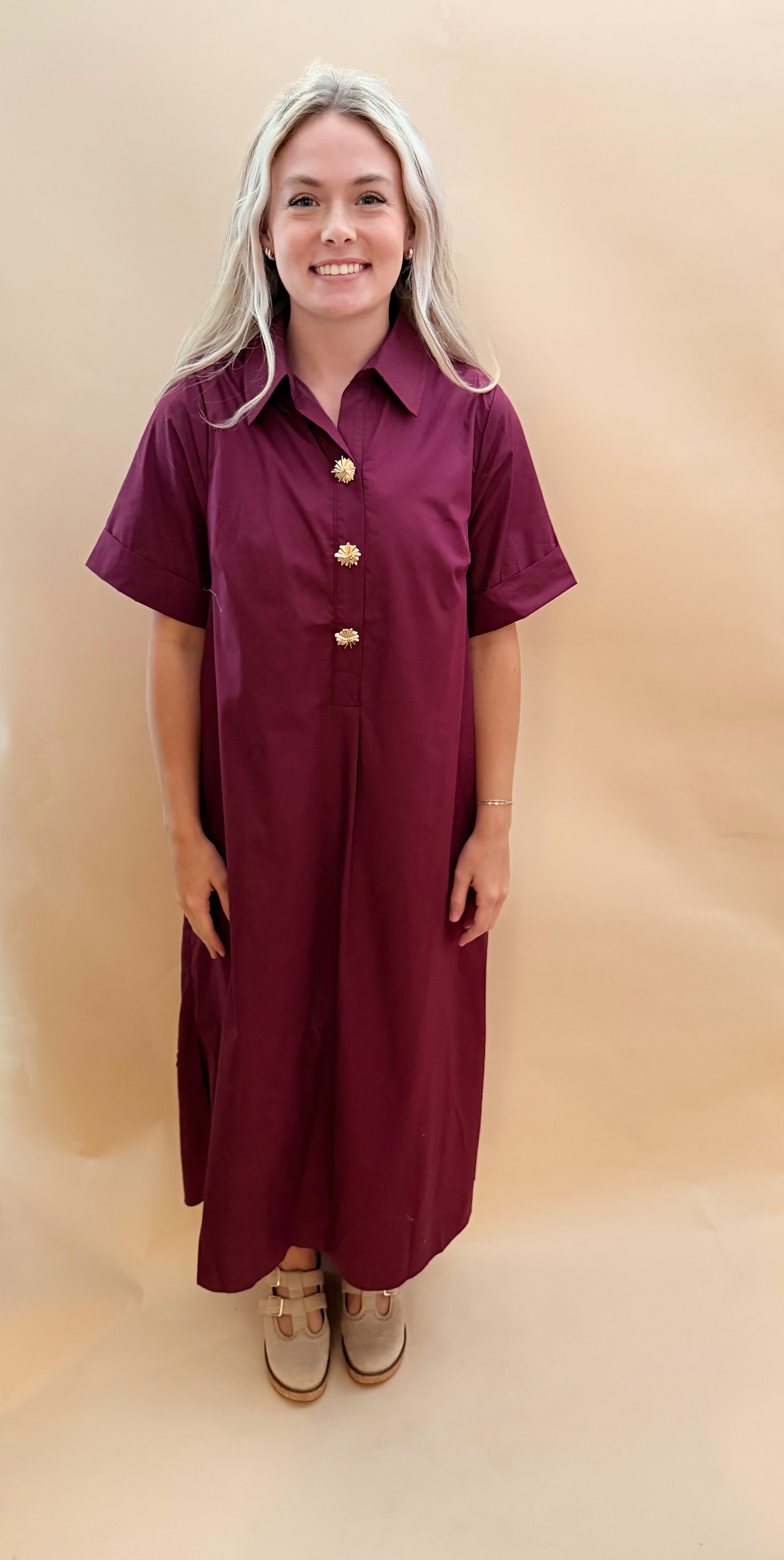 Collared Short Sleeve Dress