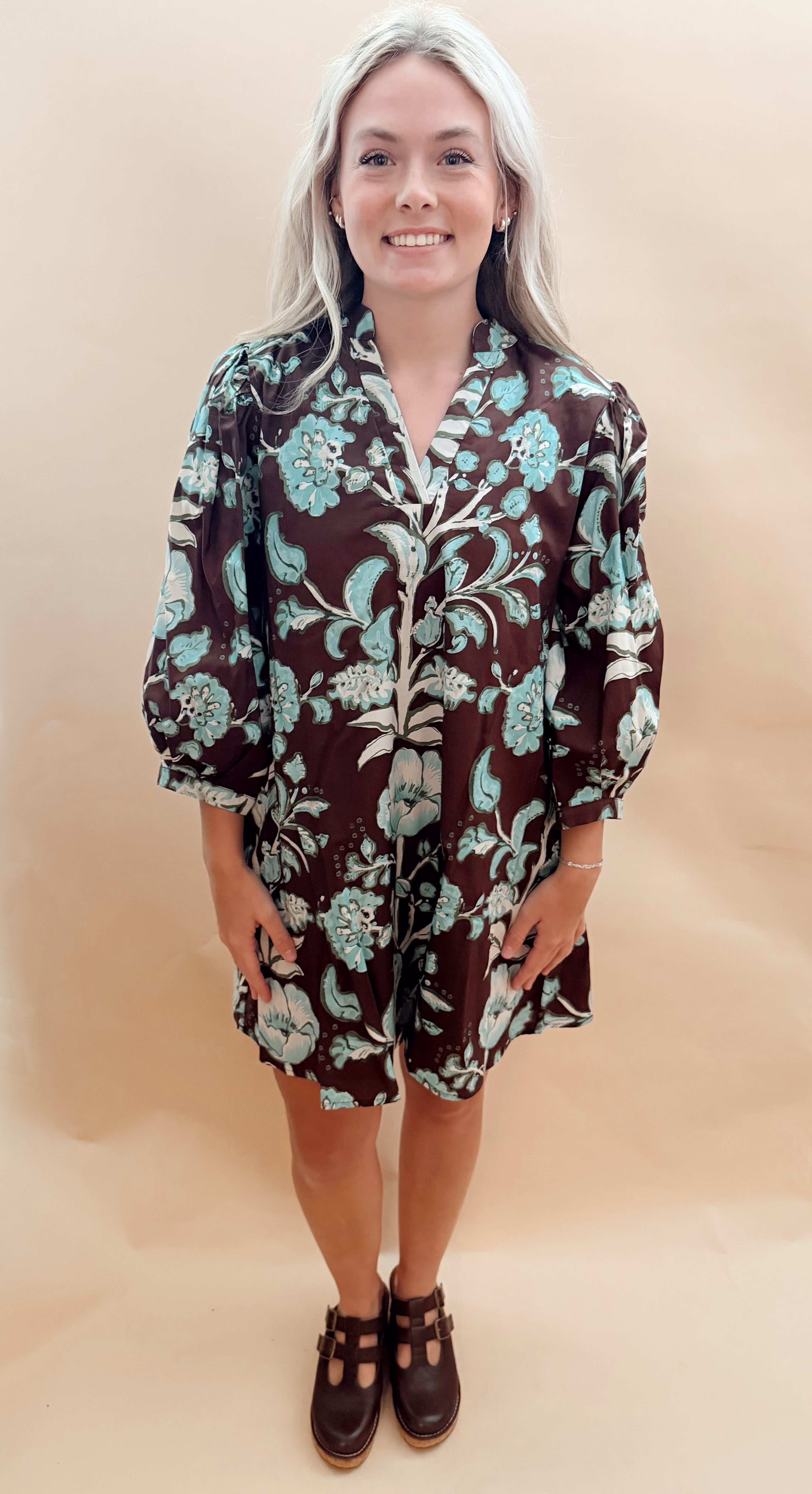 Vneck Knee Length Pattern Dress