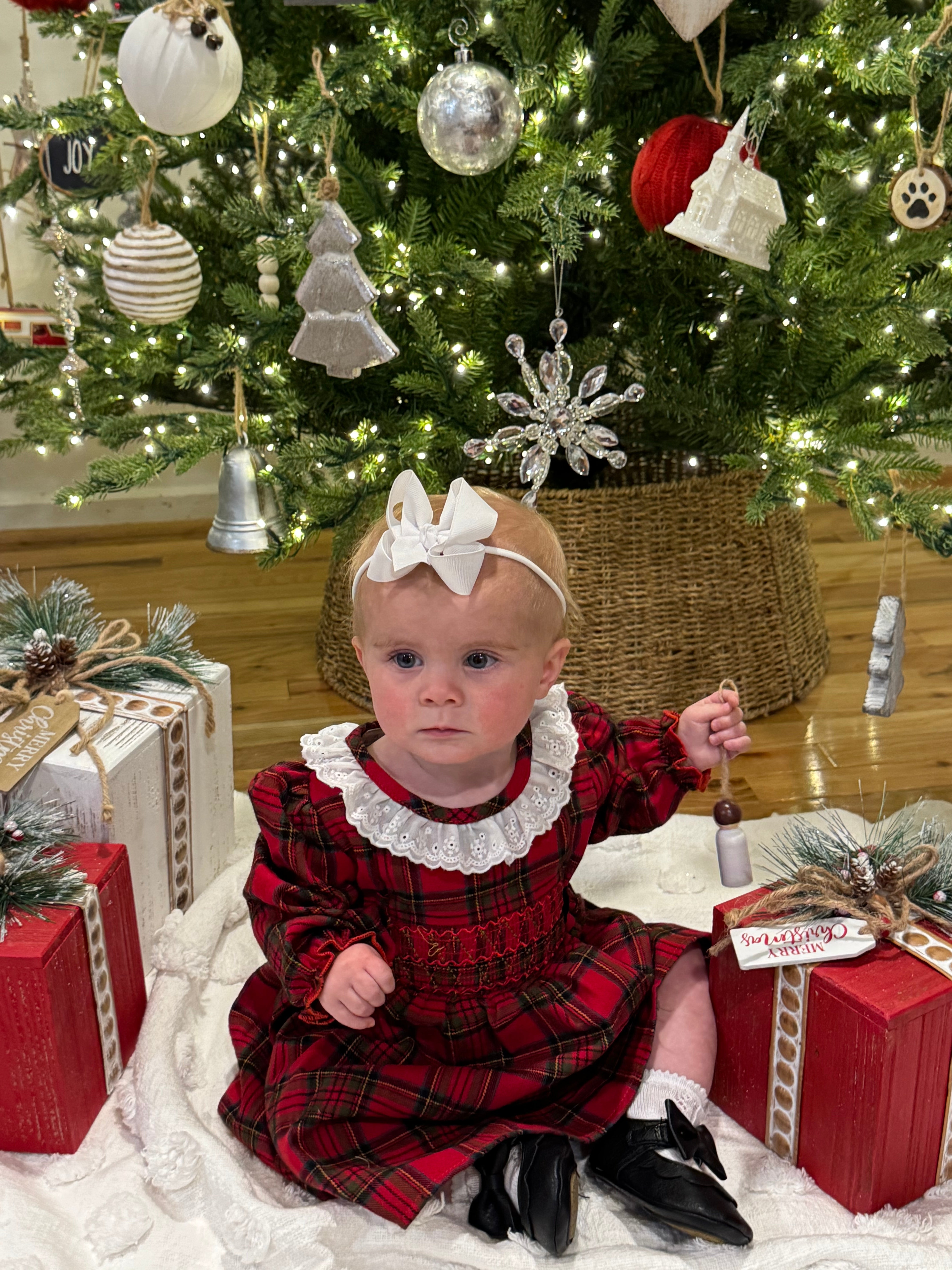 Red and green plaid dress