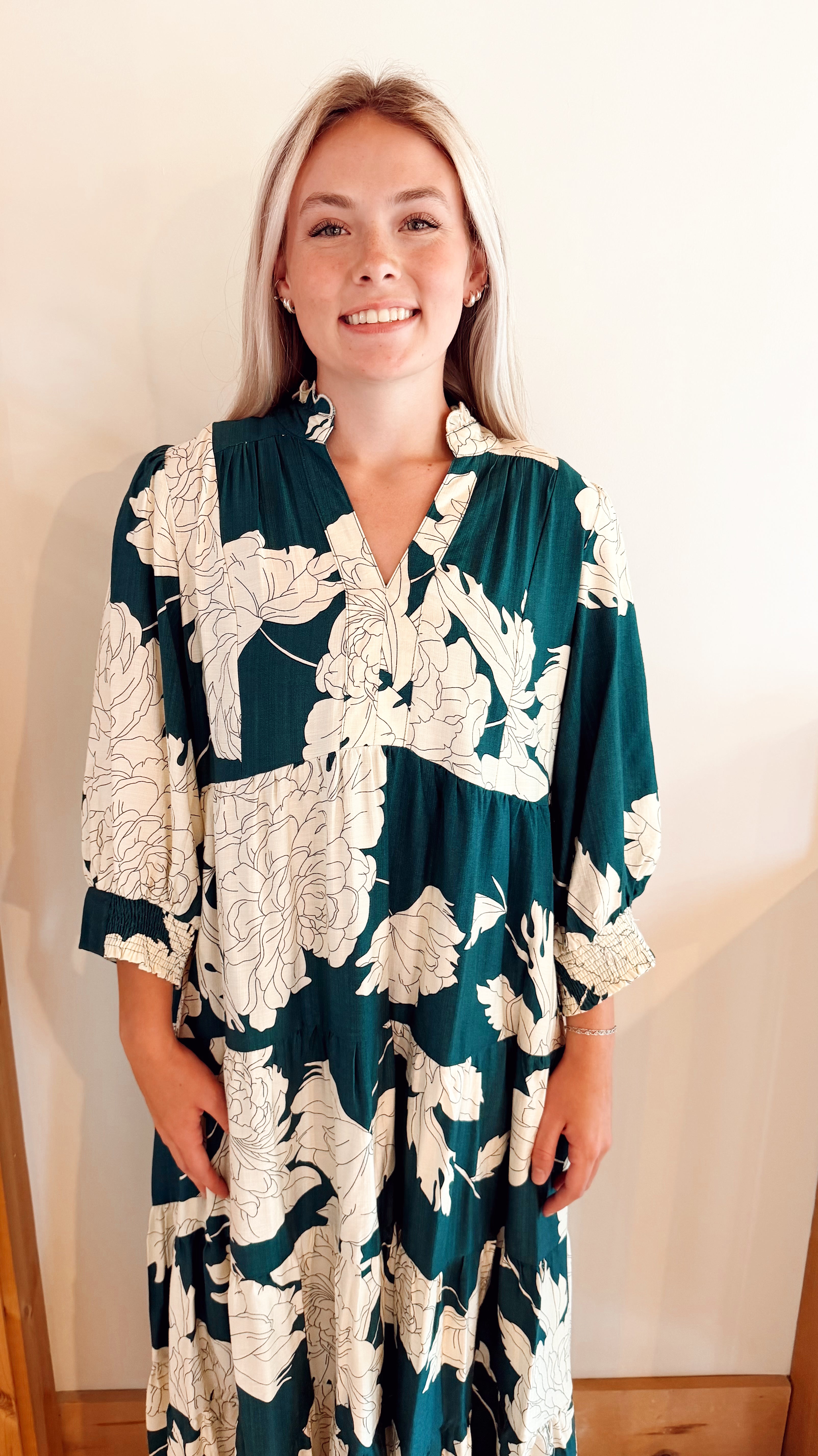 Printed tiered midi dress