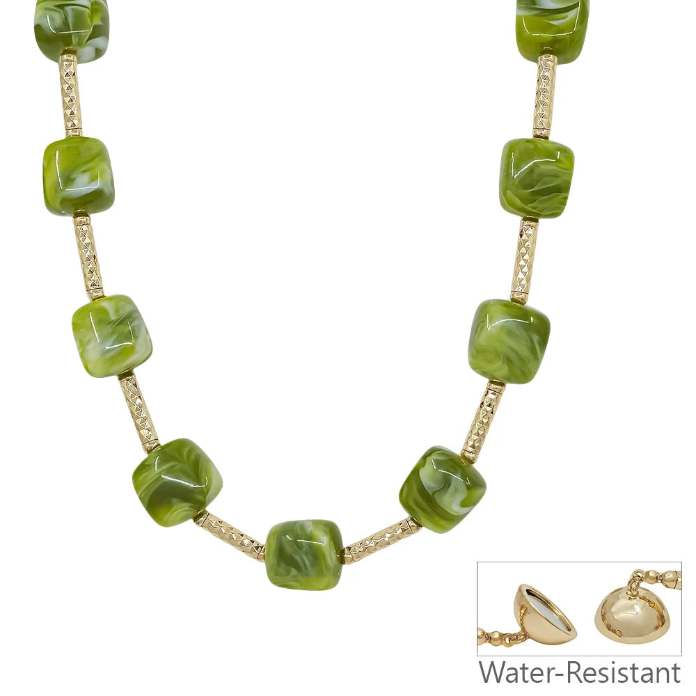 Beaded and gold bar necklace