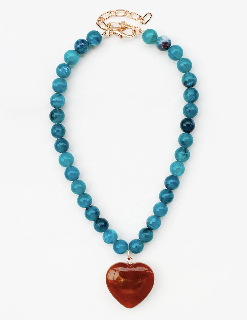 Beaded stone heart necklace
