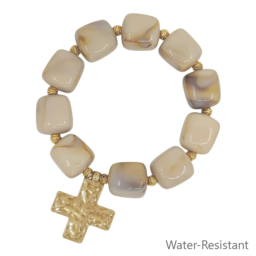 Beaded cross stretch bracelet