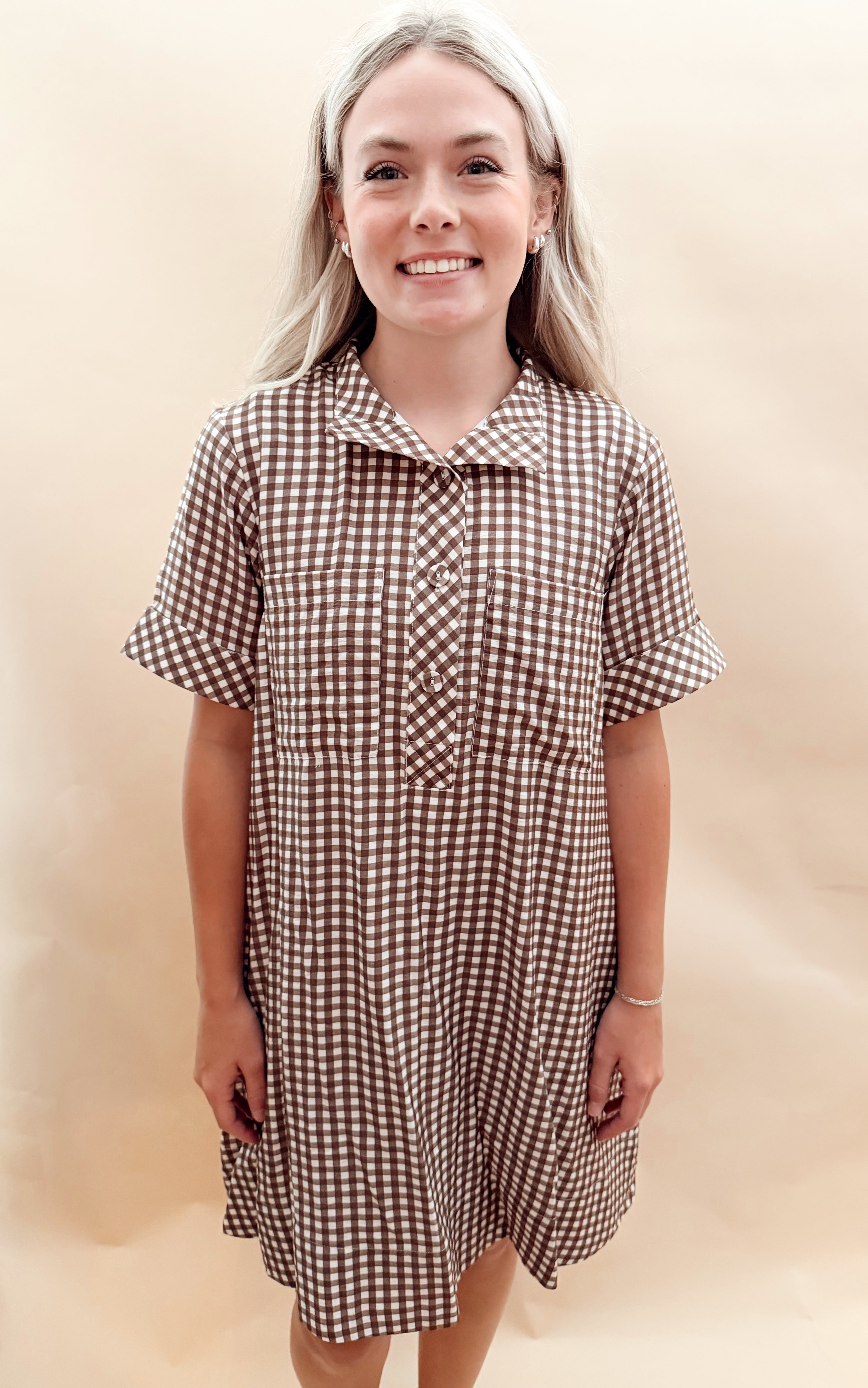 Gingham knee length dress