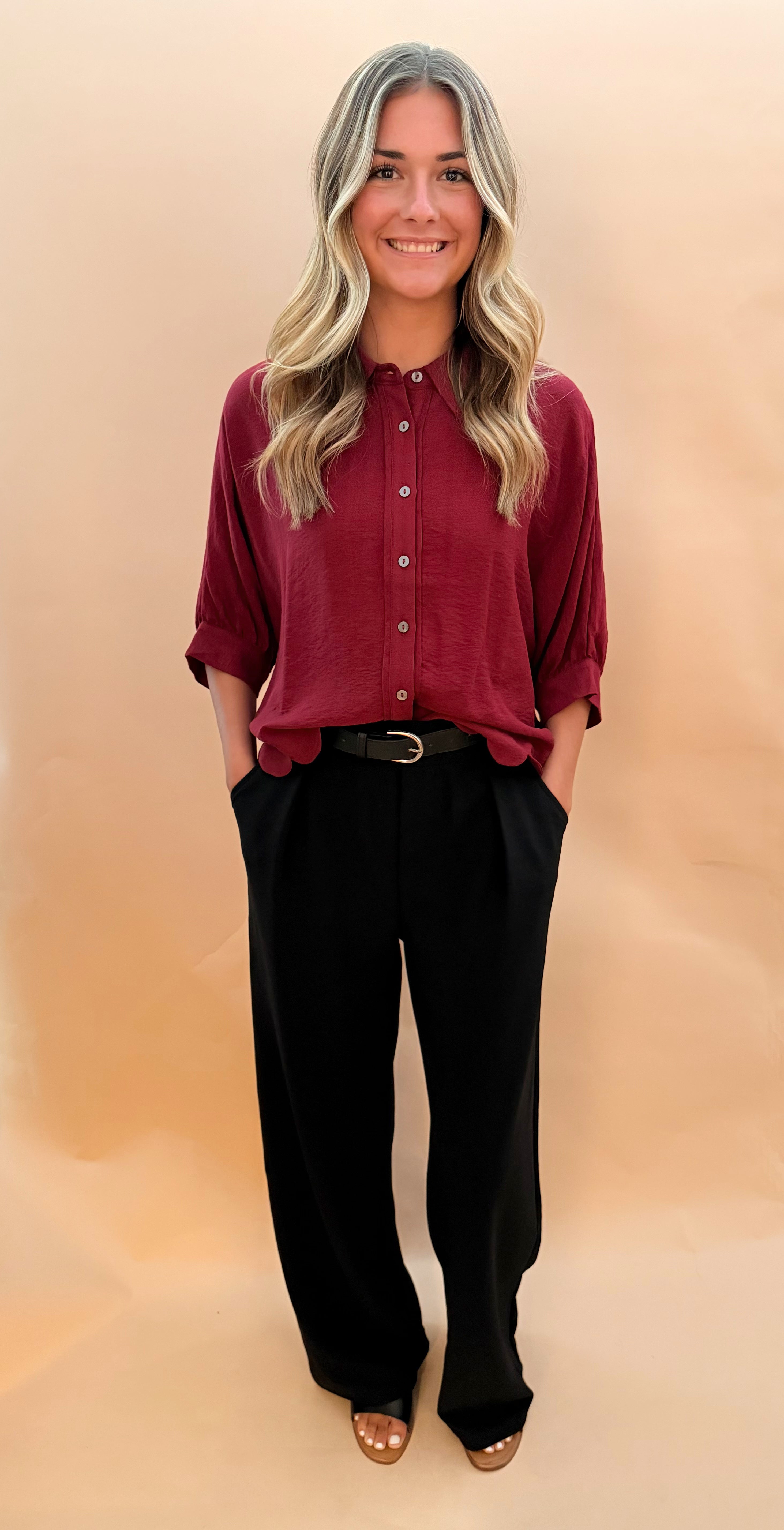 Wide Leg Dressy Pants with Belt