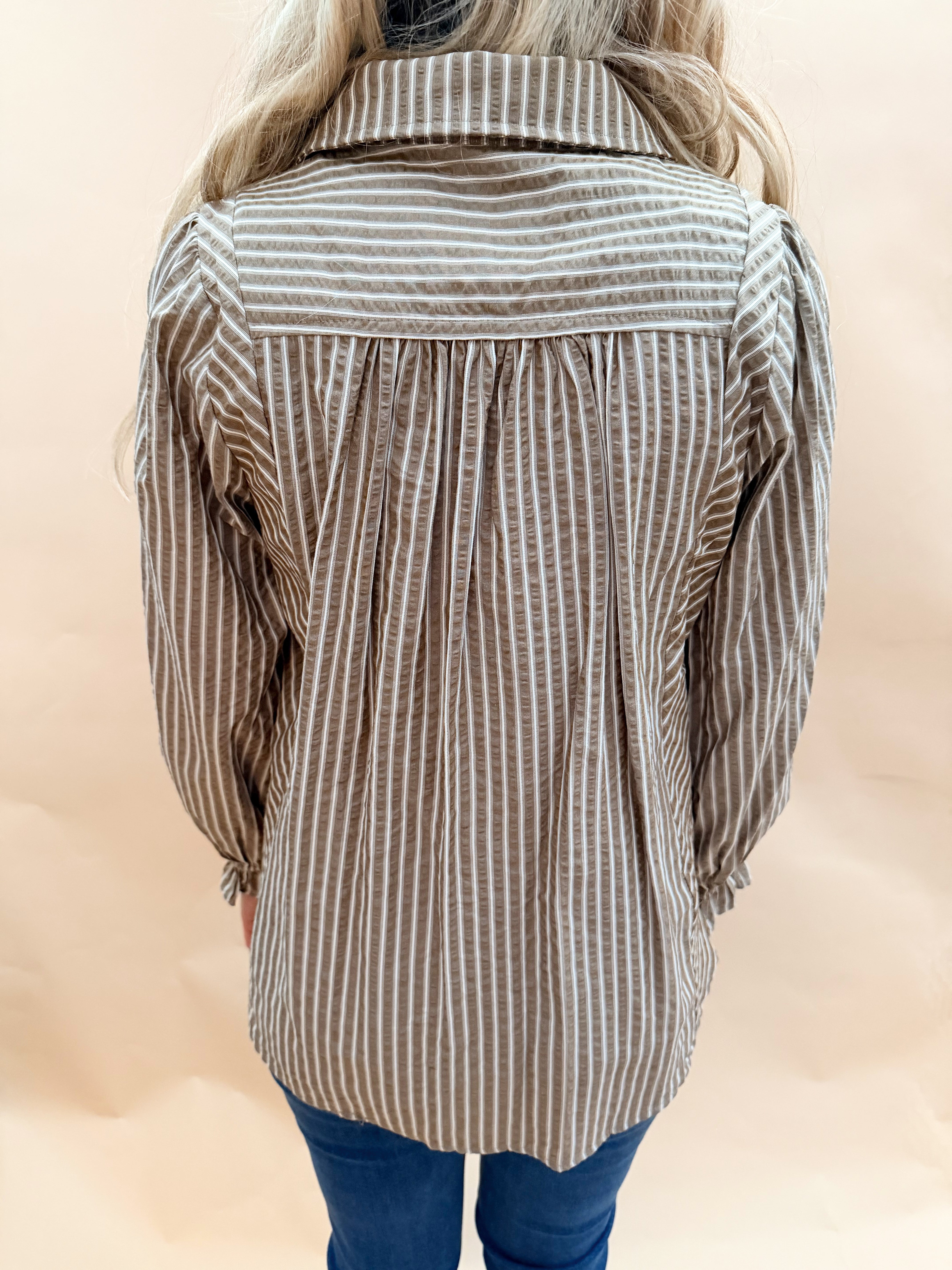 Button down blouse lace trim
