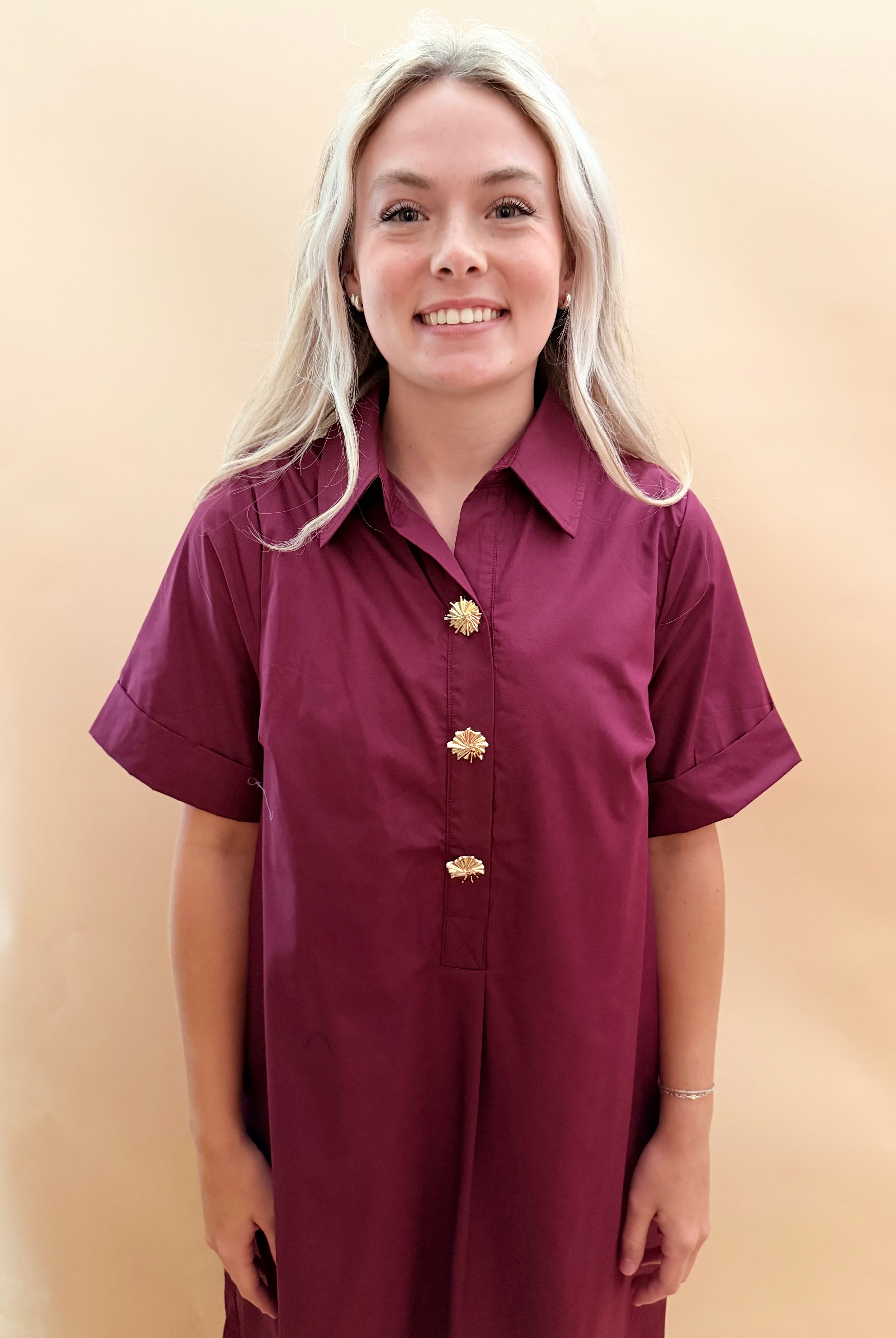 Collared Short Sleeve Dress