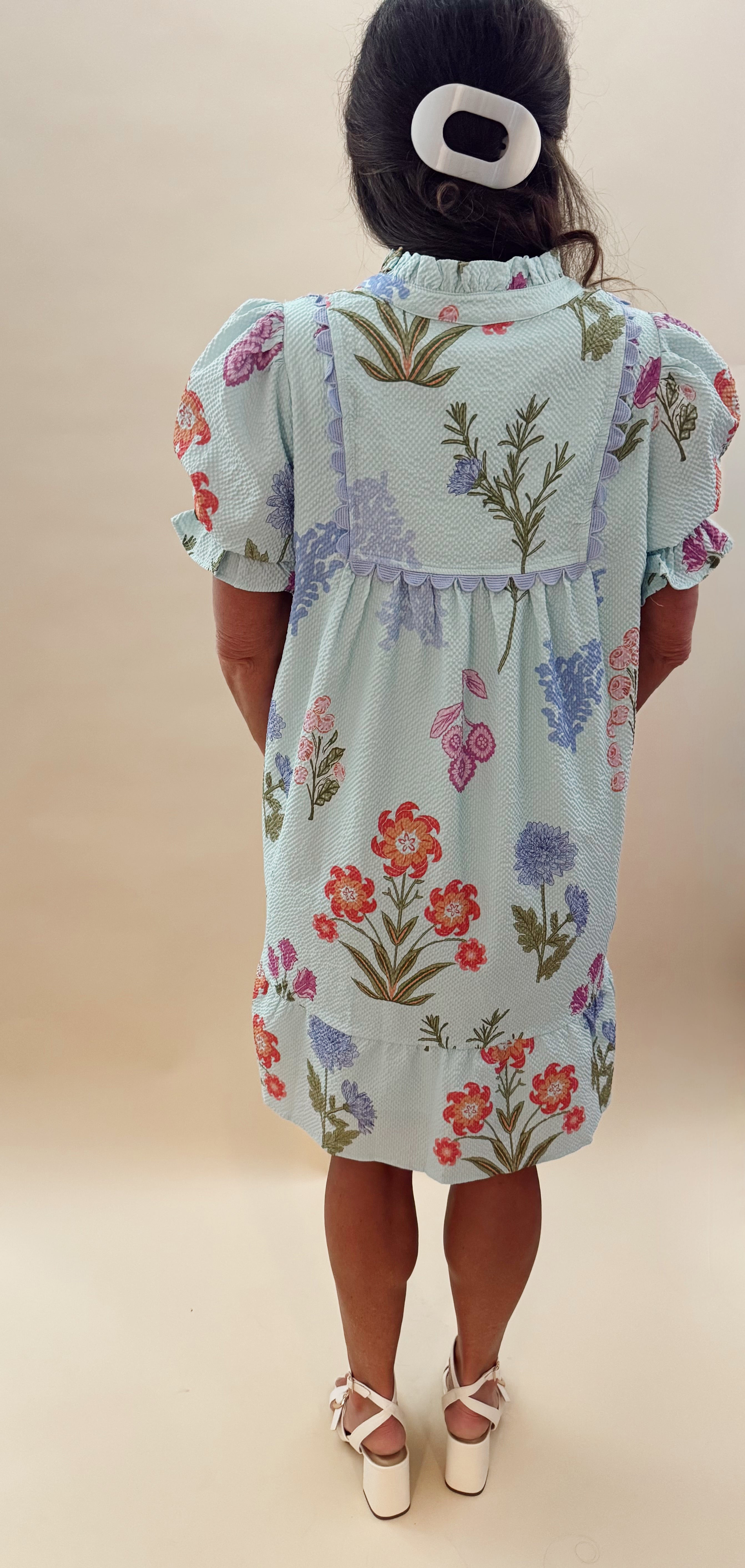 Light blue seersucker dress