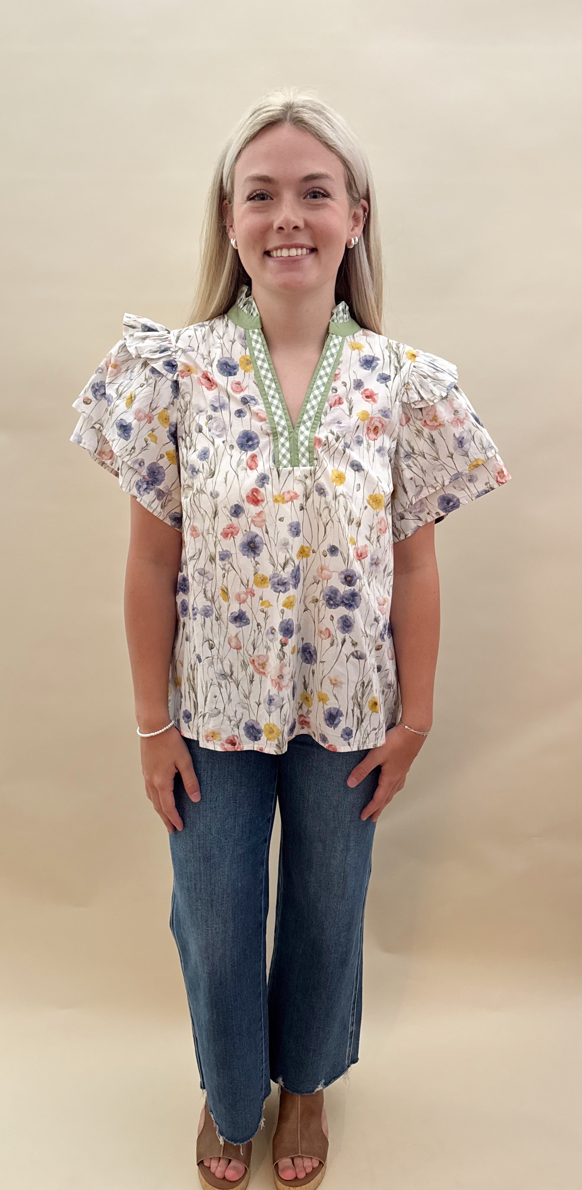 Multicolored floral shirt