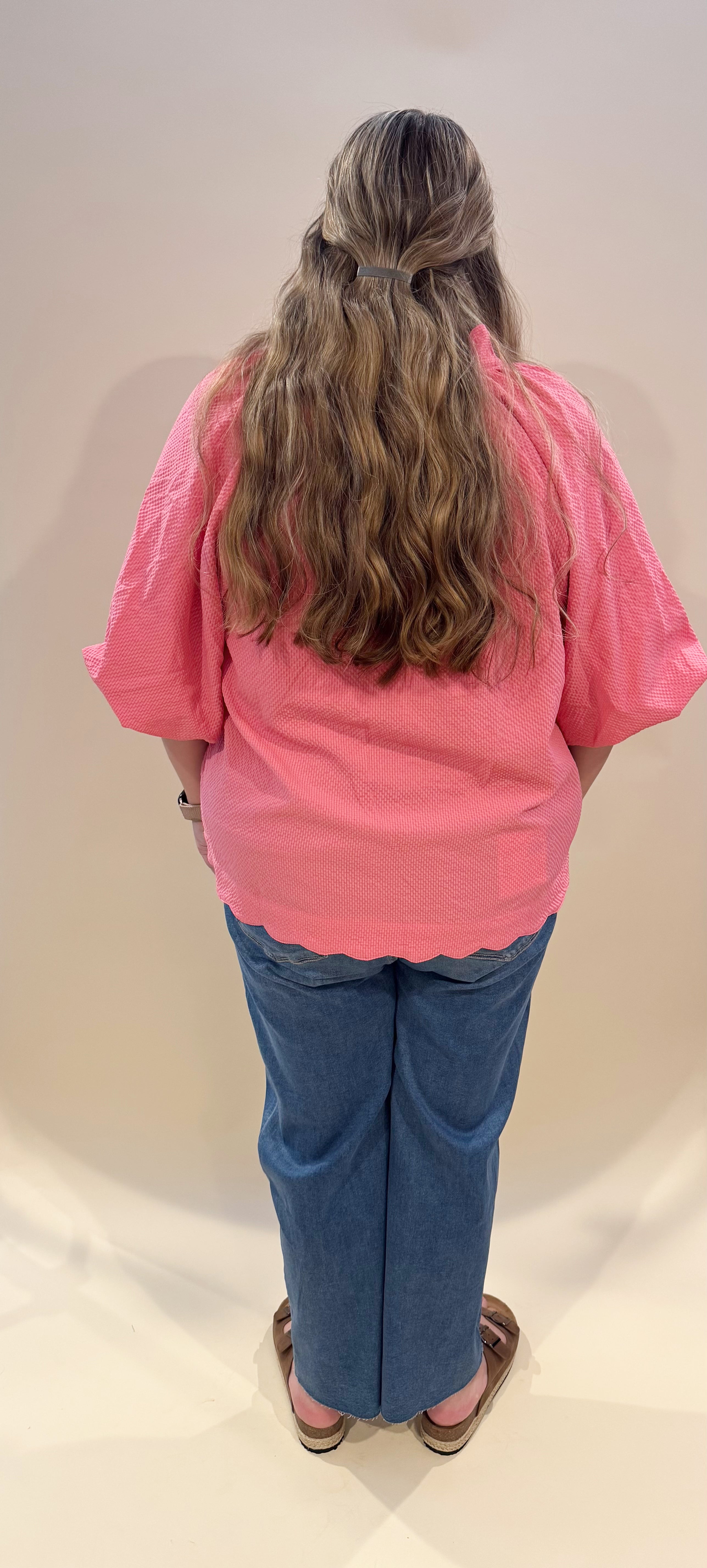 Pink puff sleeve top
