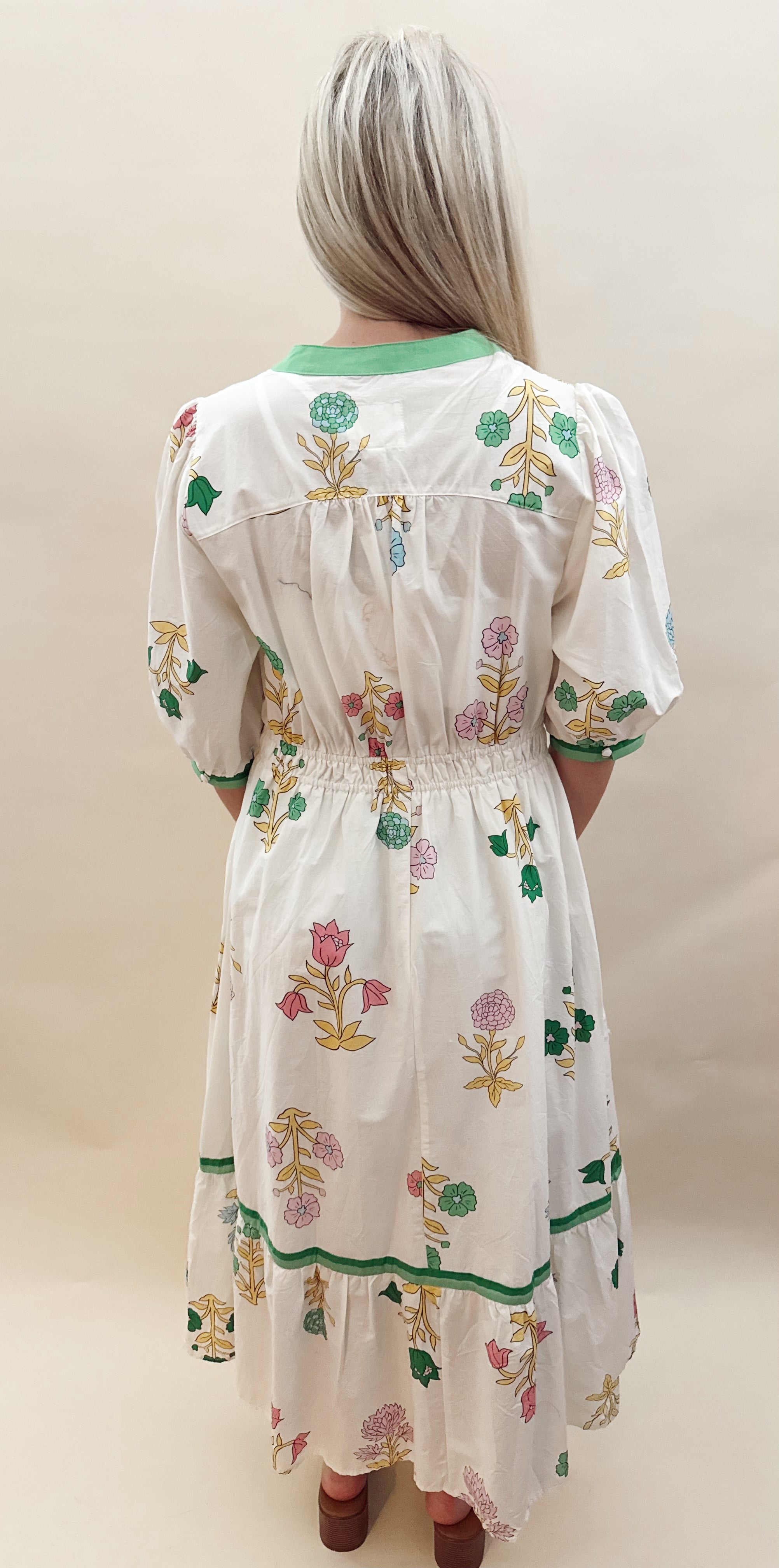 Green mix maxi dress