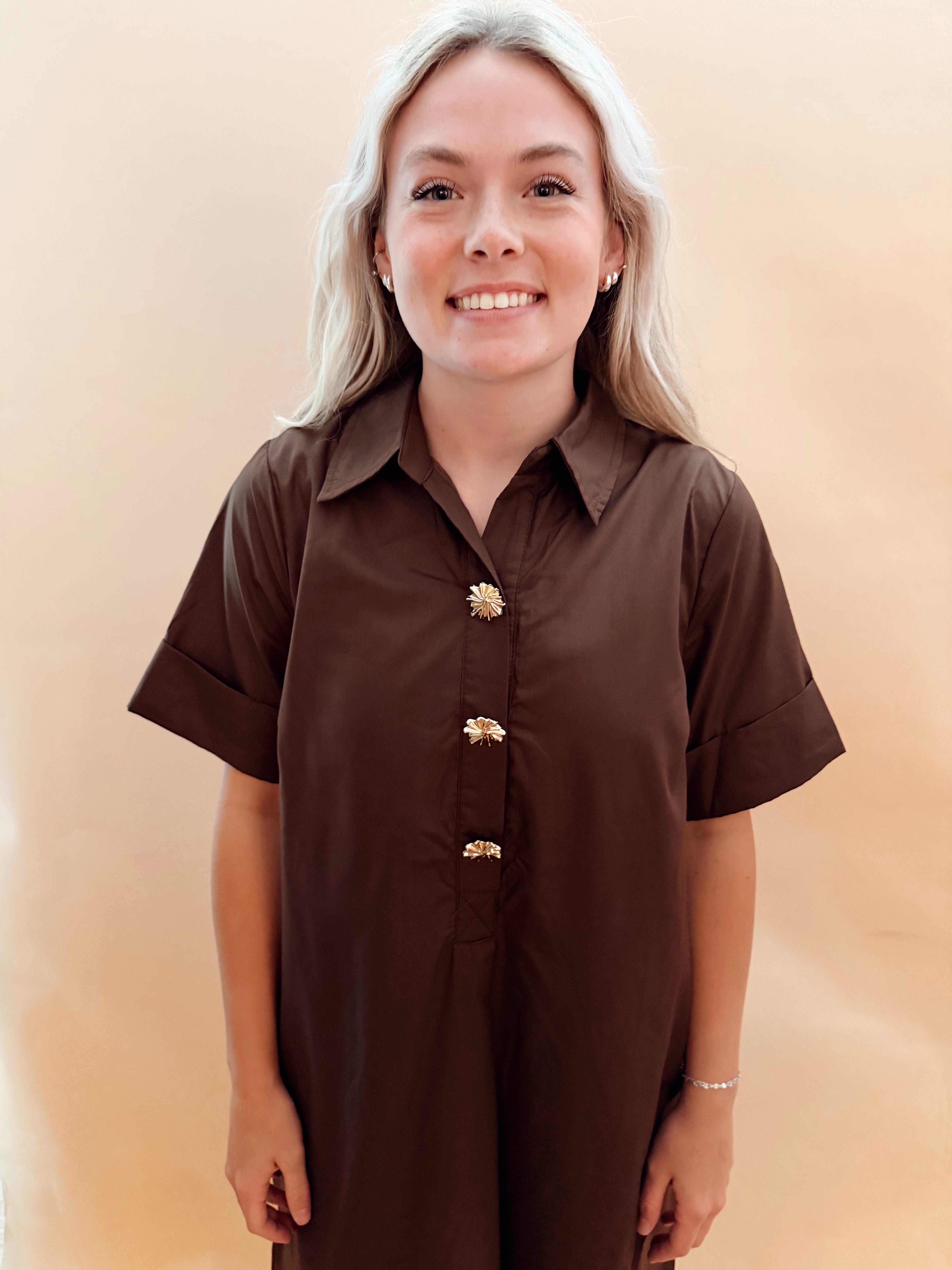 Collared Short Sleeve Dress