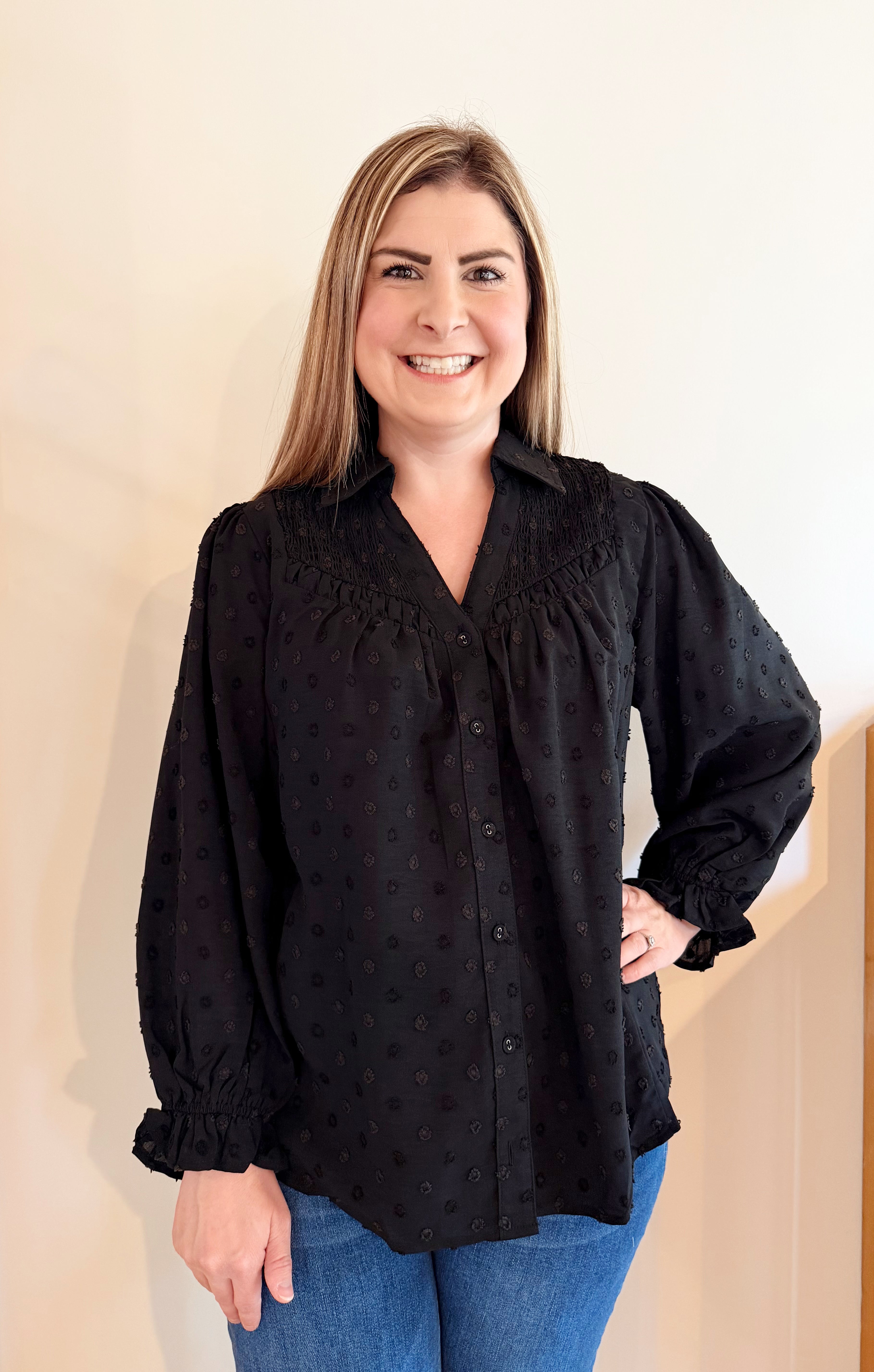 Collared button down blouse