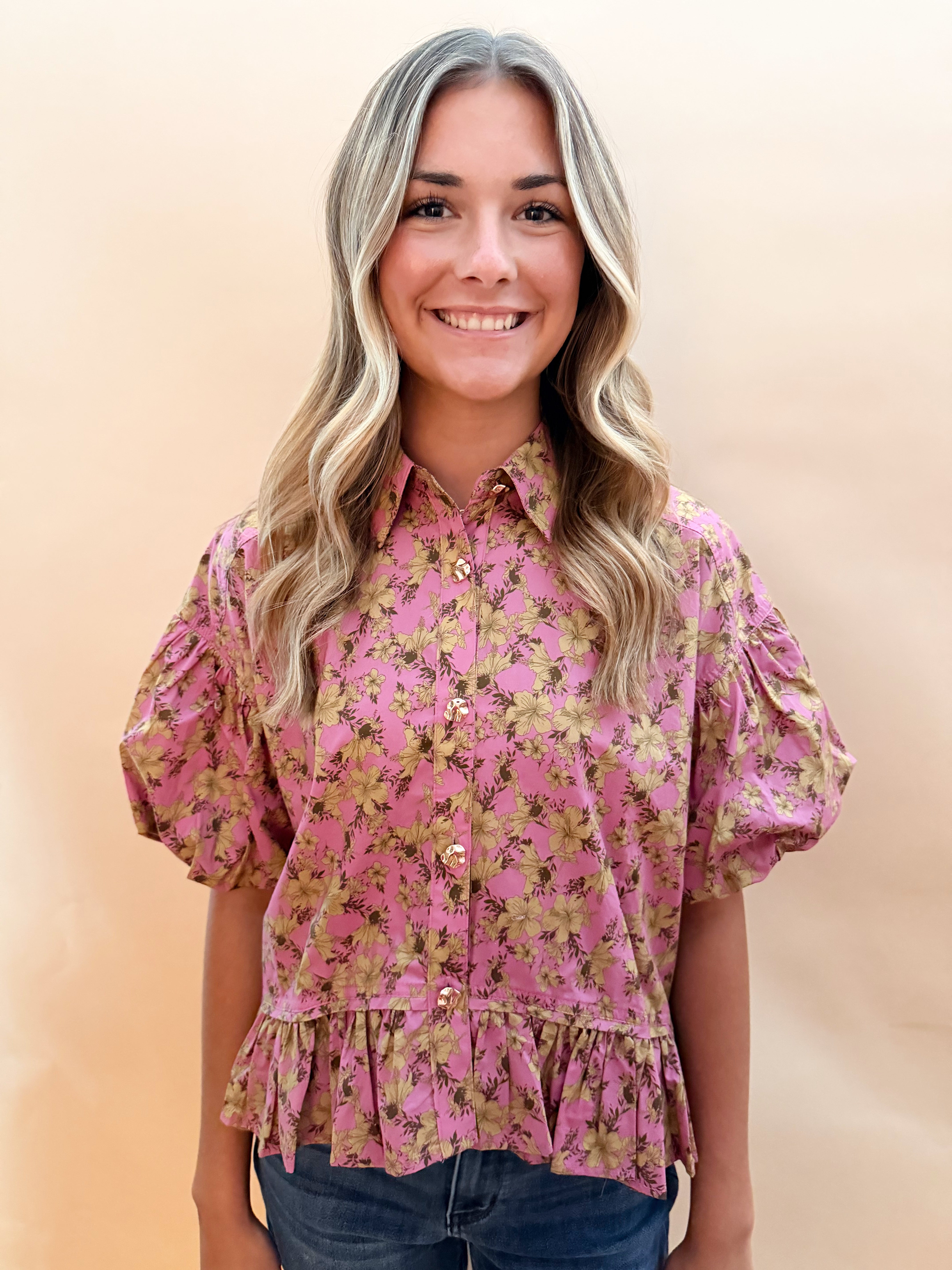 Floral Puff Sleeve Blouses